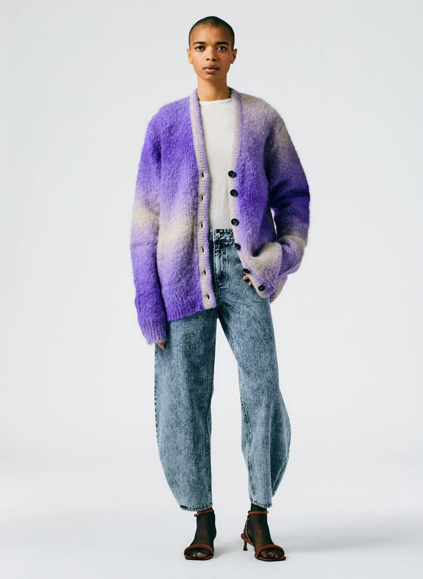 Ombre Superfine Alpaca Grandpa Cardigan sold by Tibi product image thumbnail 5