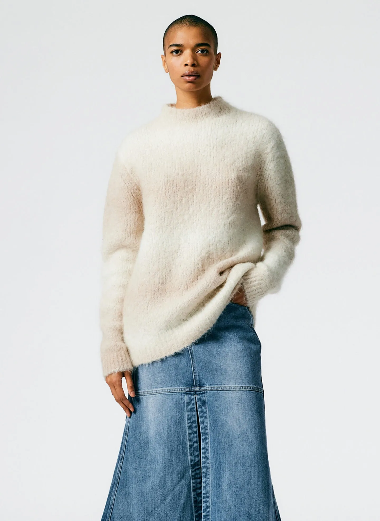 Ombre Superfine Alpaca Funnel Neck Pullover sold by Tibi