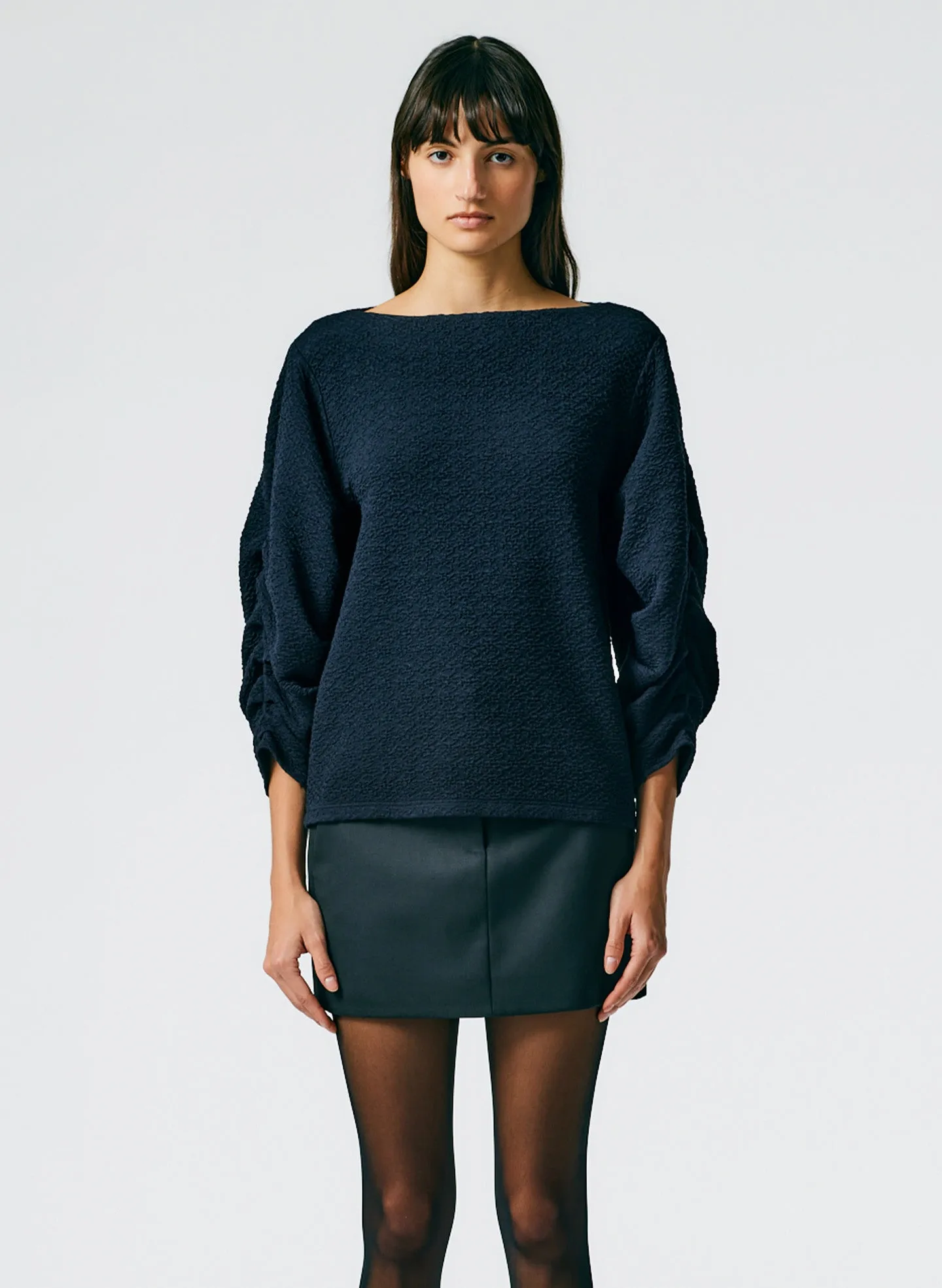 Moue Jersey Boatneck Ruched Pleat Sleeve Top sold by Tibi product image thumbnail 2