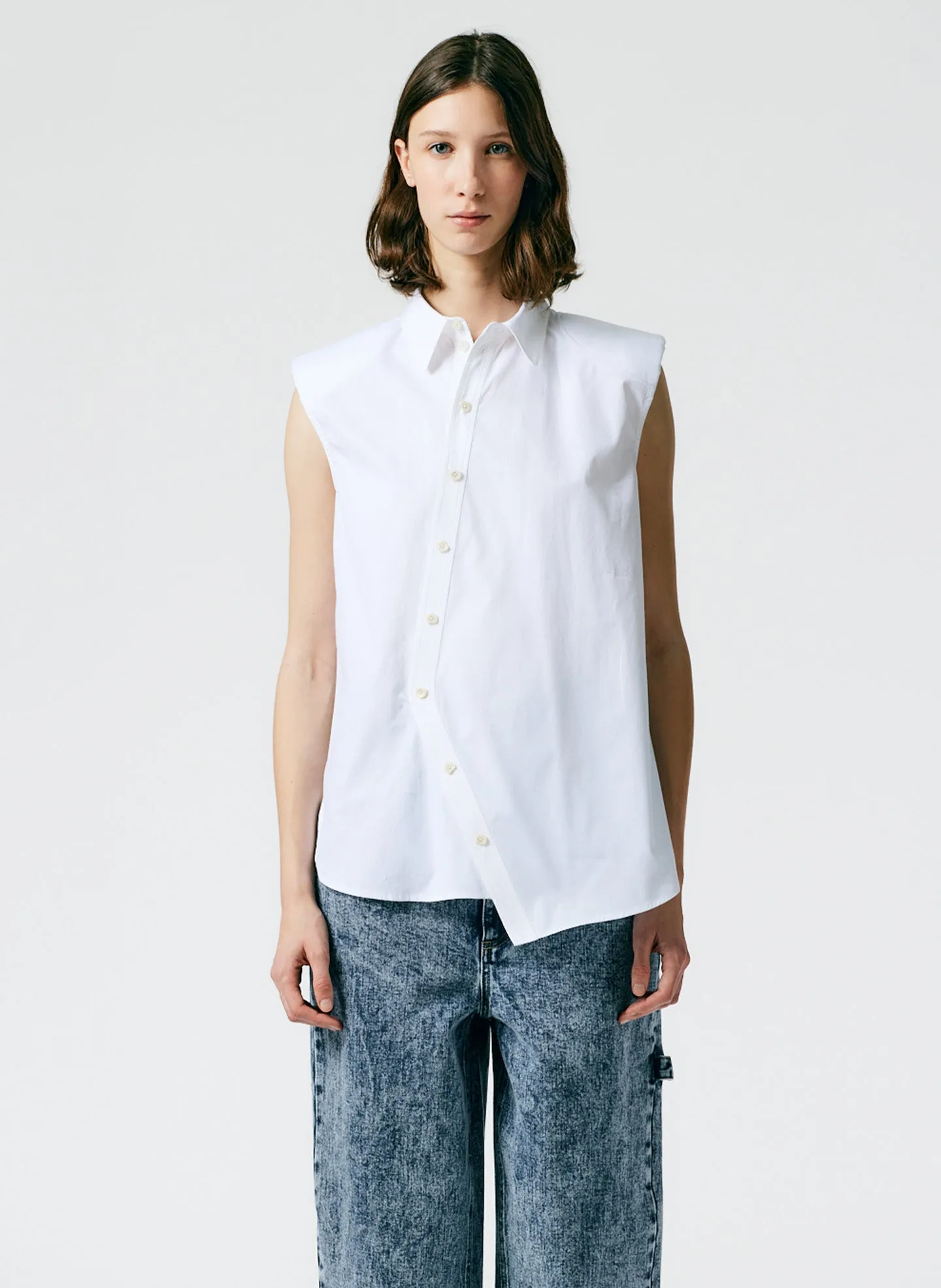 Eco Shirting Sleeveless Shoulderpad Shirt sold by Tibi product image thumbnail 2