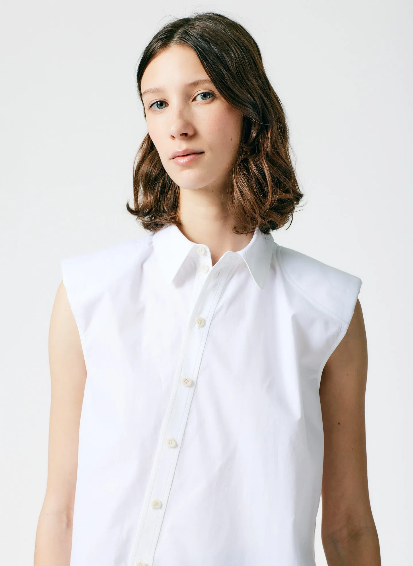 Eco Shirting Sleeveless Shoulderpad Shirt sold by Tibi product image thumbnail 5