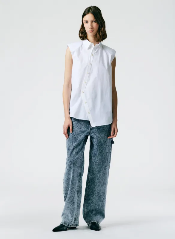 Eco Shirting Sleeveless Shoulderpad Shirt made by Tibi