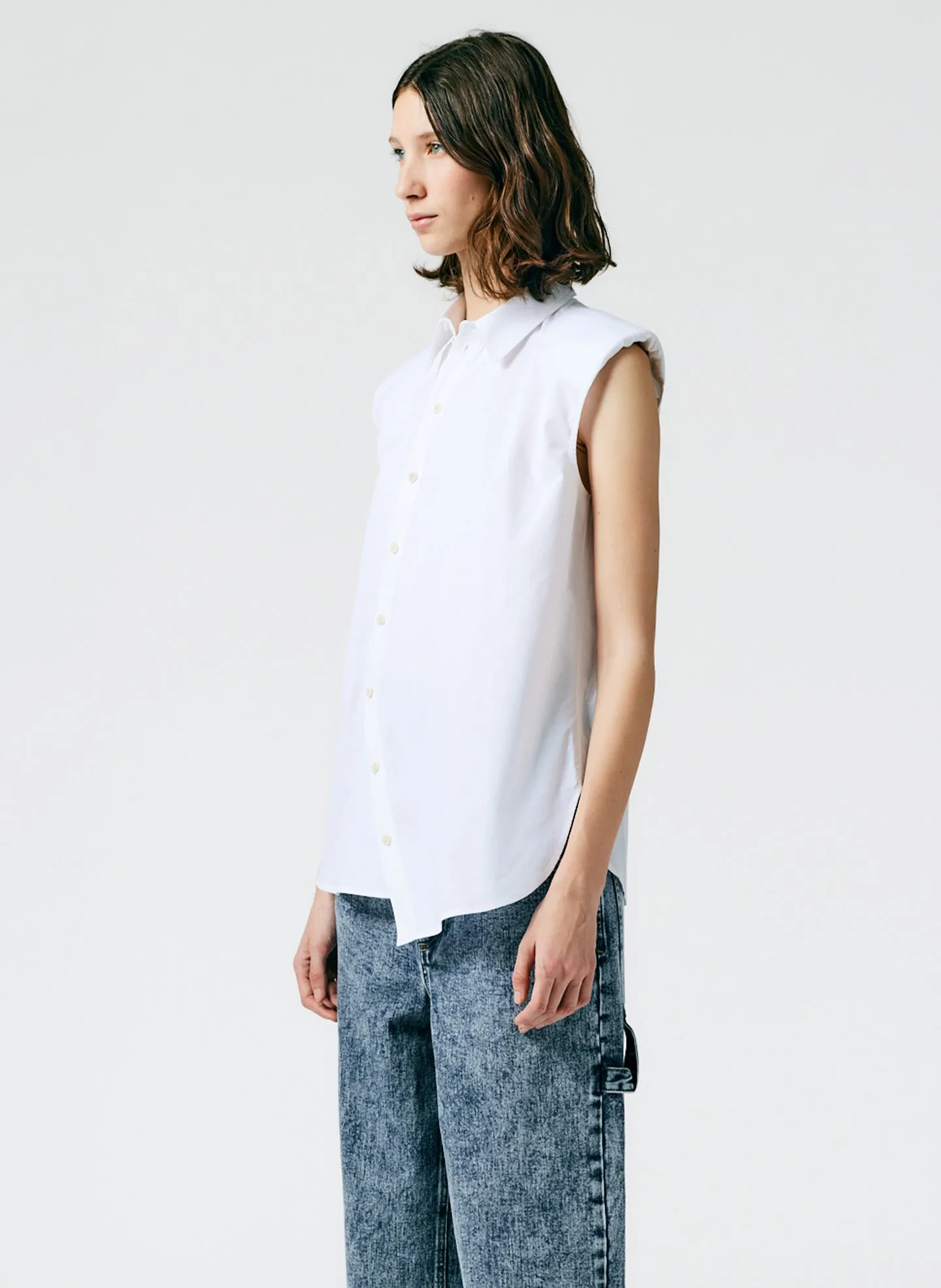 Eco Shirting Sleeveless Shoulderpad Shirt sold by Tibi product image thumbnail 3