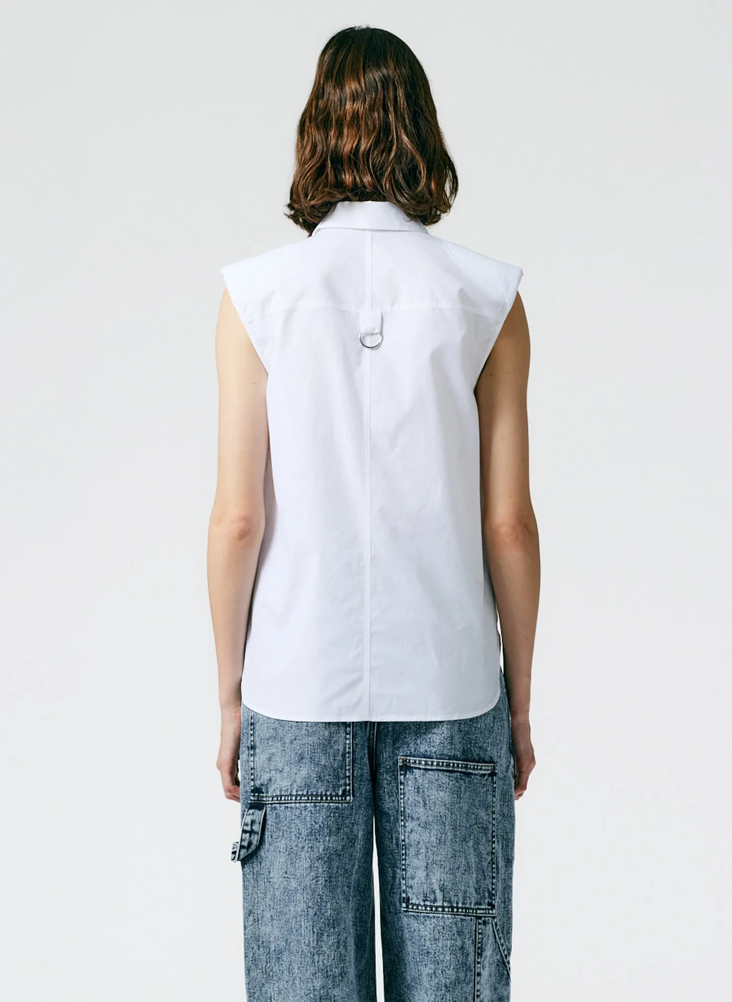 Eco Shirting Sleeveless Shoulderpad Shirt sold by Tibi product image thumbnail 4