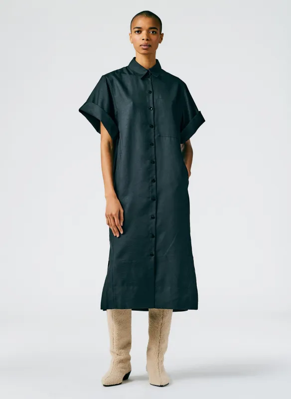 Devin Lightweight Tech Twill Rolled Sleeve Shirtdress made by Tibi