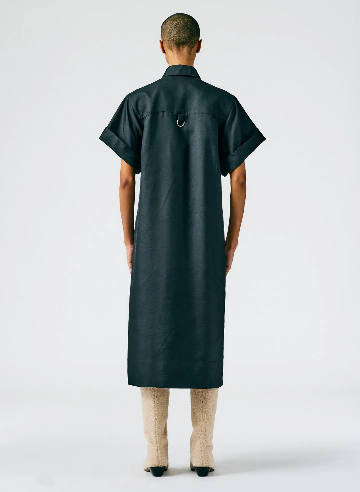 Devin Lightweight Tech Twill Rolled Sleeve Shirtdress sold by Tibi product image thumbnail 4