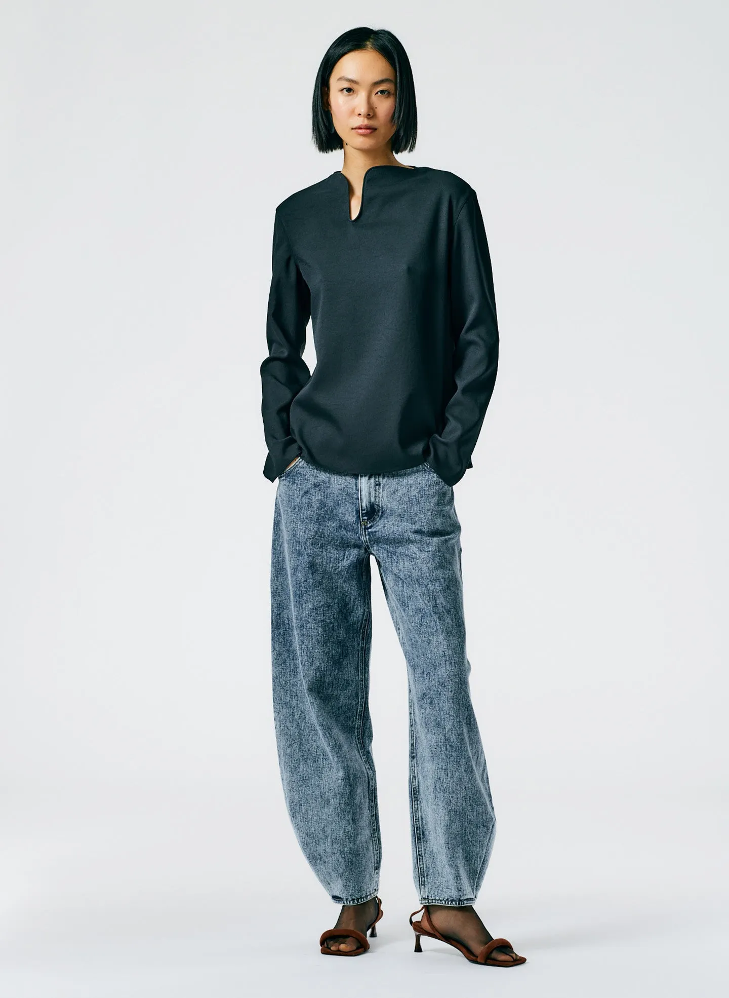 Chalky Drape Squiggly Neck Long Sleeve Top sold by Tibi product image thumbnail 5
