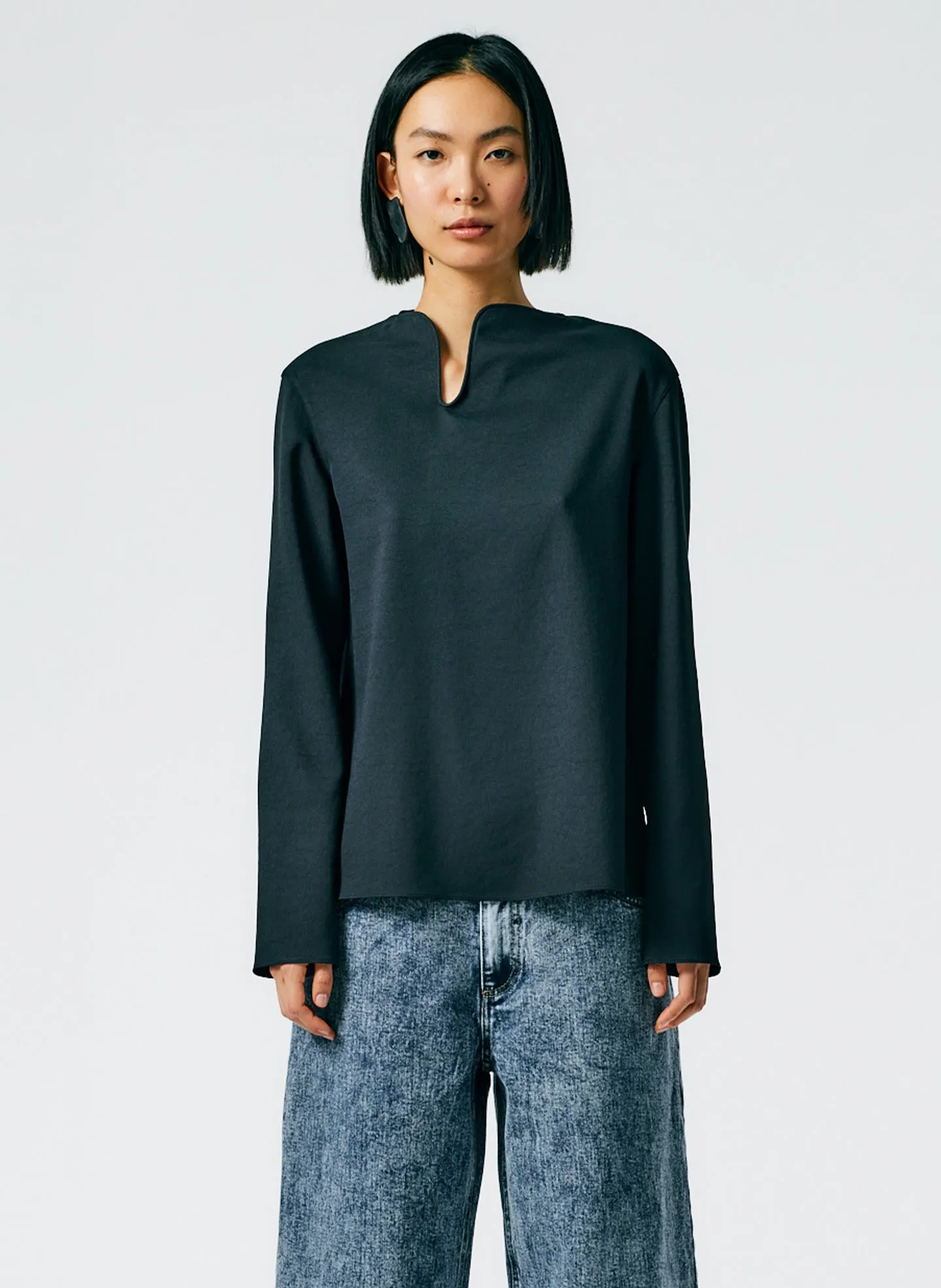 Chalky Drape Squiggly Neck Long Sleeve Top sold by Tibi product image thumbnail 2