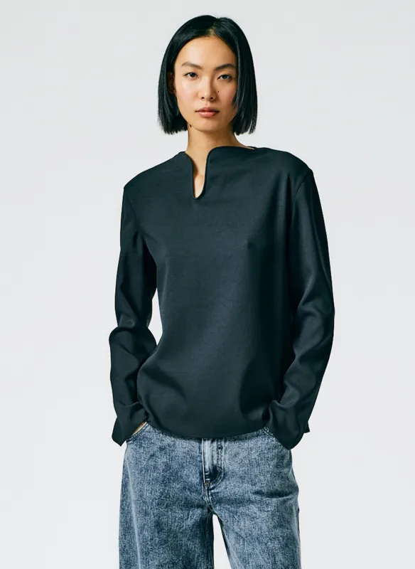 Chalky Drape Squiggly Neck Long Sleeve Top made by Tibi