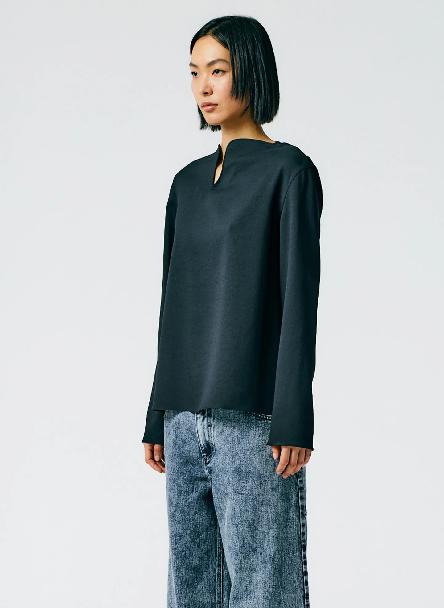 Chalky Drape Squiggly Neck Long Sleeve Top sold by Tibi product image thumbnail 3