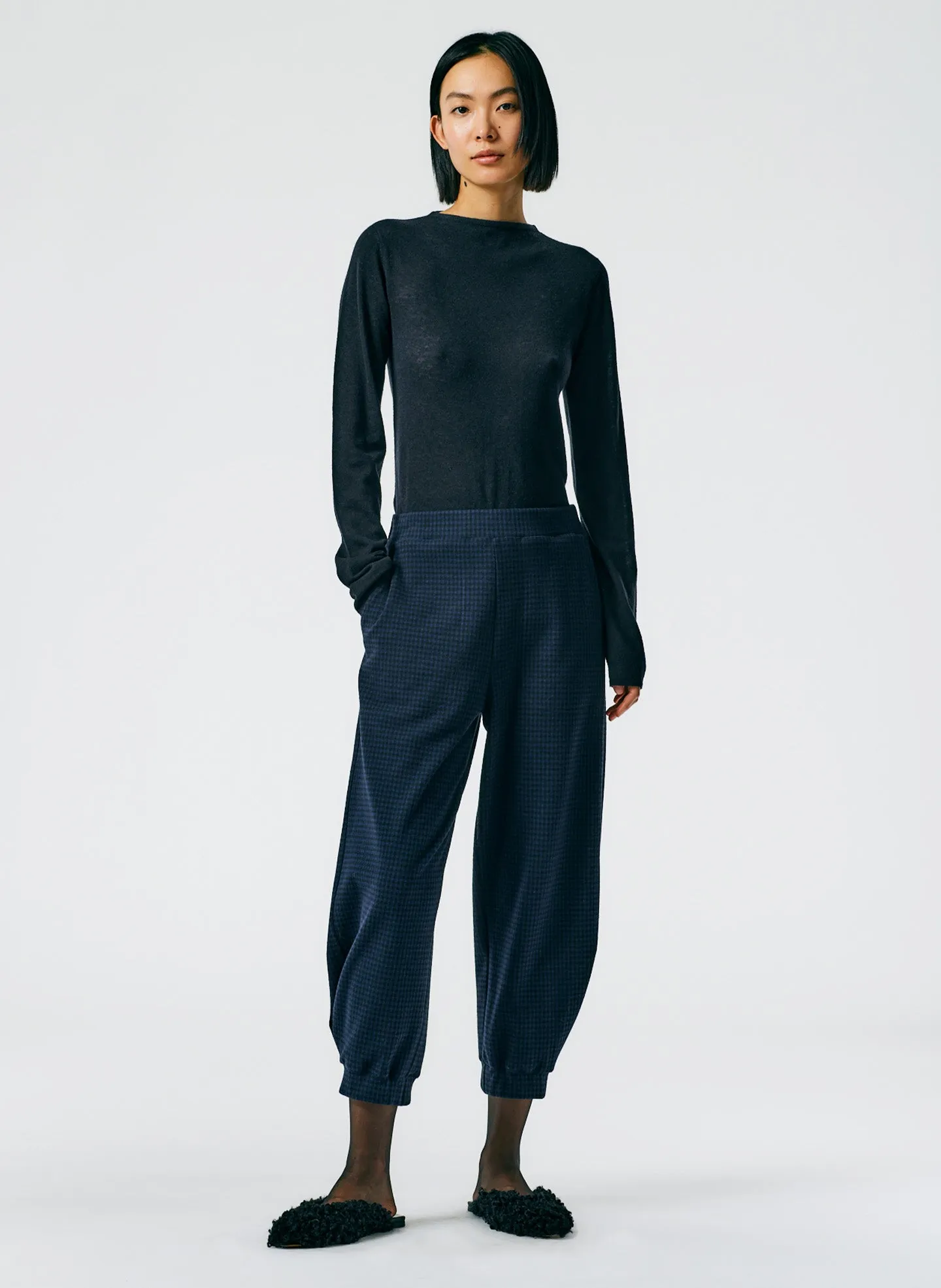 Camille Check Kat Sculpted Pull On Pant - Regular sold by Tibi