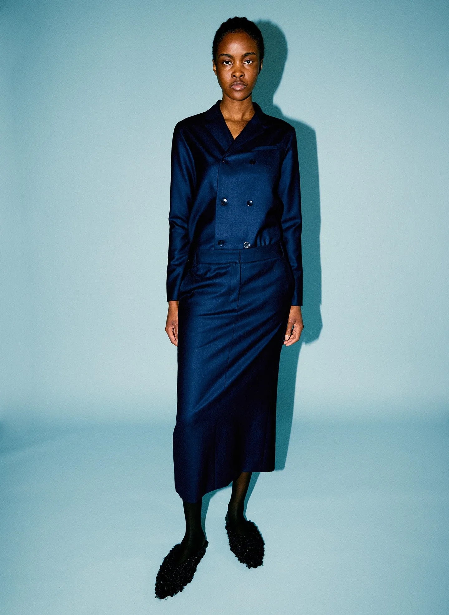 Superfine Wool Midi Trouser Skirt sold by Tibi product image thumbnail 2