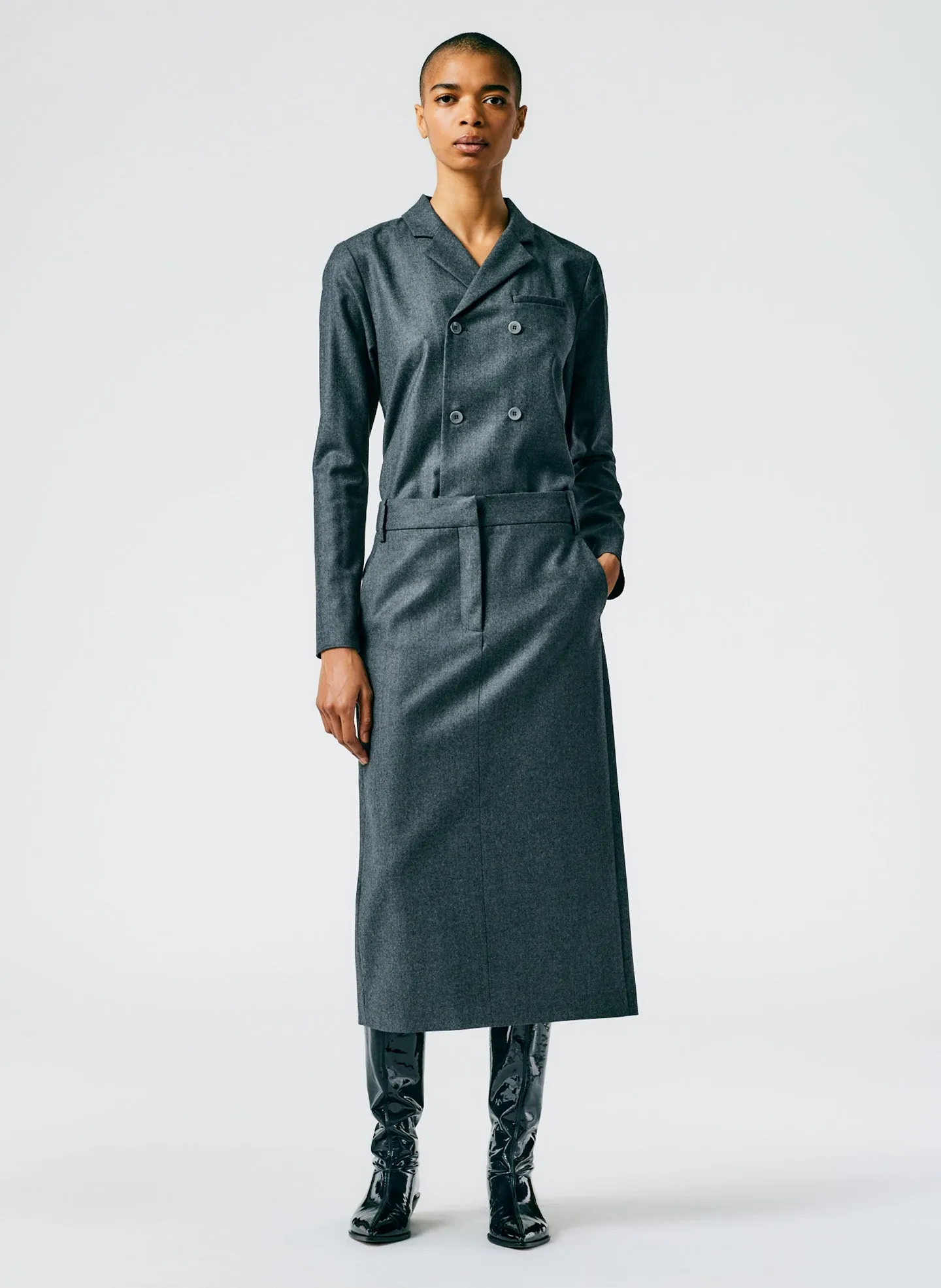 Superfine Wool Midi Trouser Skirt sold by Tibi