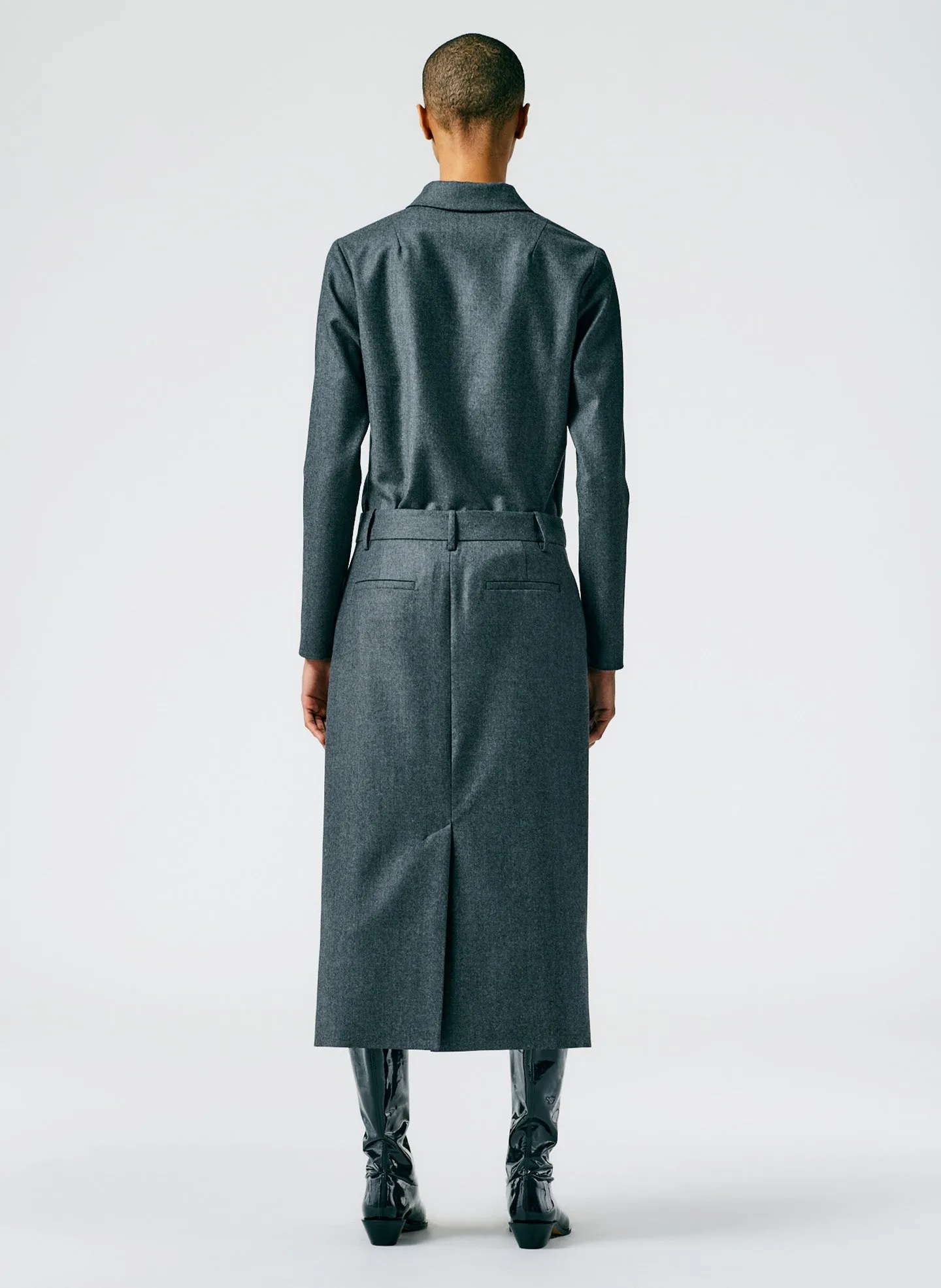 Superfine Wool Midi Trouser Skirt sold by Tibi product image thumbnail 5