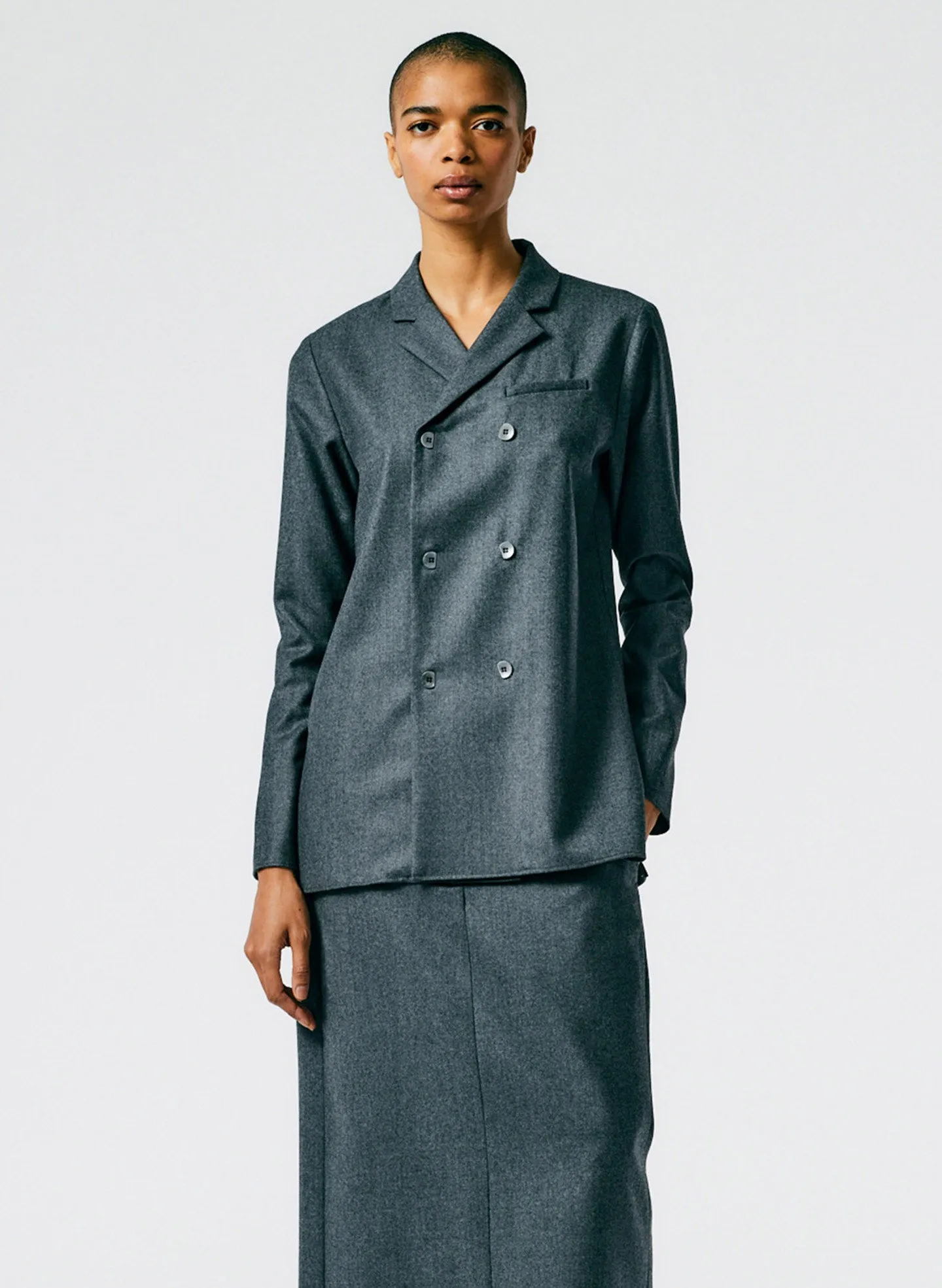 Superfine Wool Flannel Slim Shirt Jacket sold by Tibi