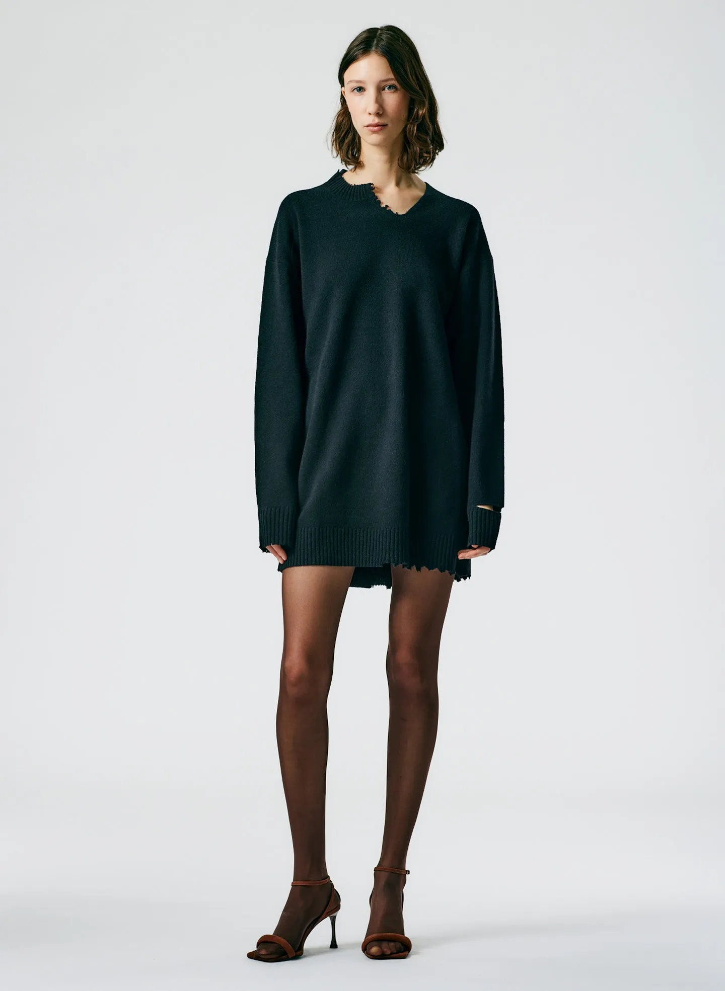 Soft Lambswool Cutout Neckband Mini Dress sold by Tibi