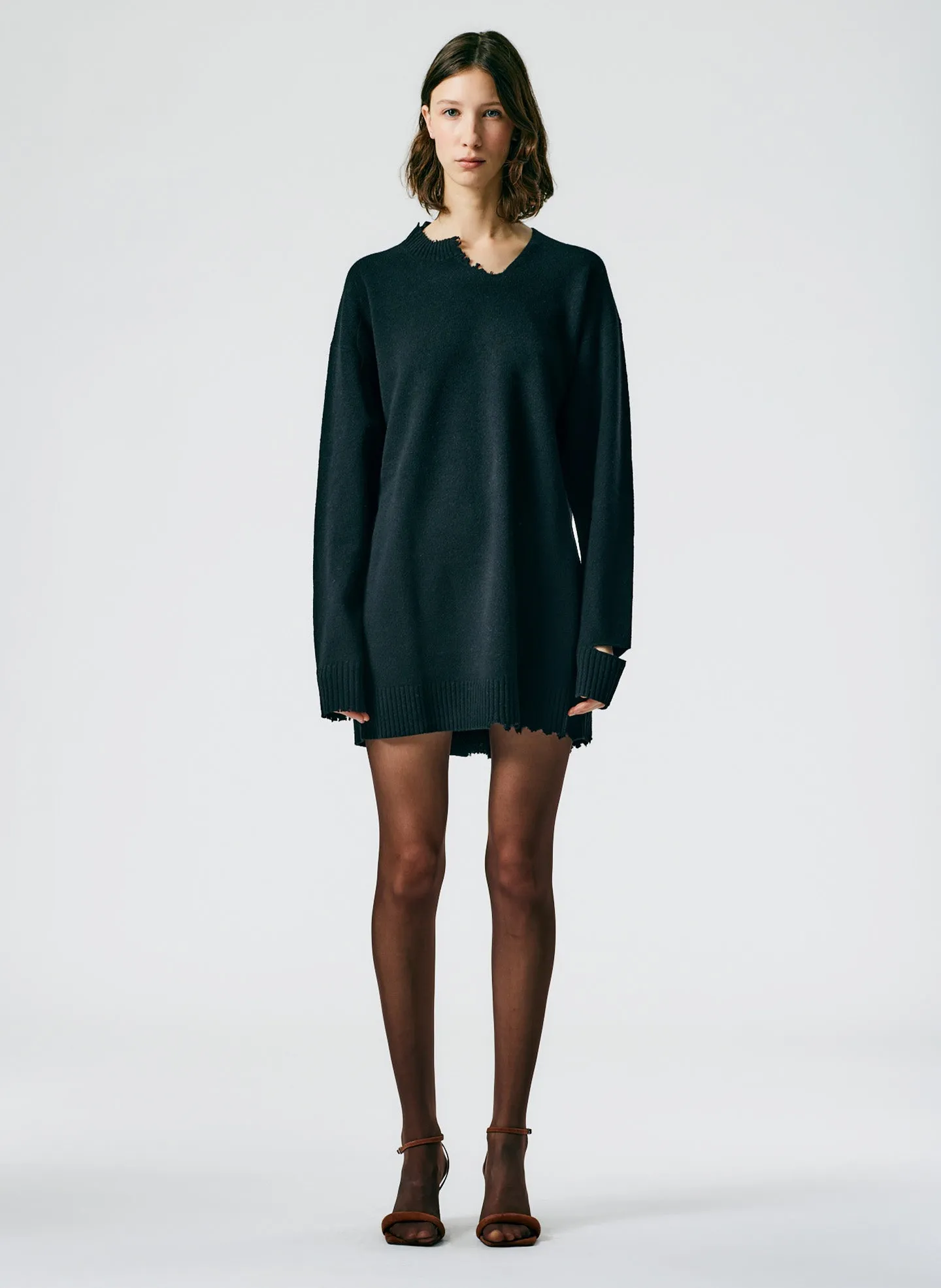 Soft Lambswool Cutout Neckband Mini Dress sold by Tibi product image thumbnail 2