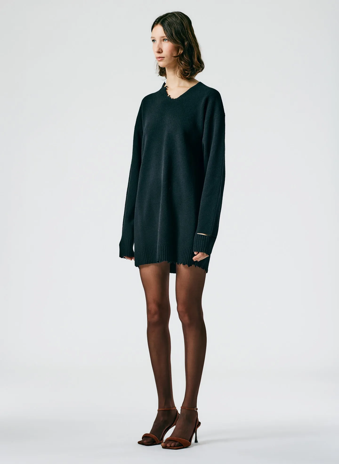 Soft Lambswool Cutout Neckband Mini Dress sold by Tibi product image thumbnail 3