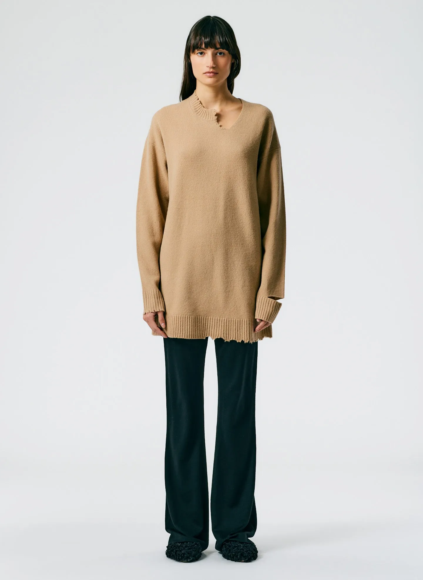 Soft Lambswool Cutout Neckband Mini Dress sold by Tibi product image thumbnail 2