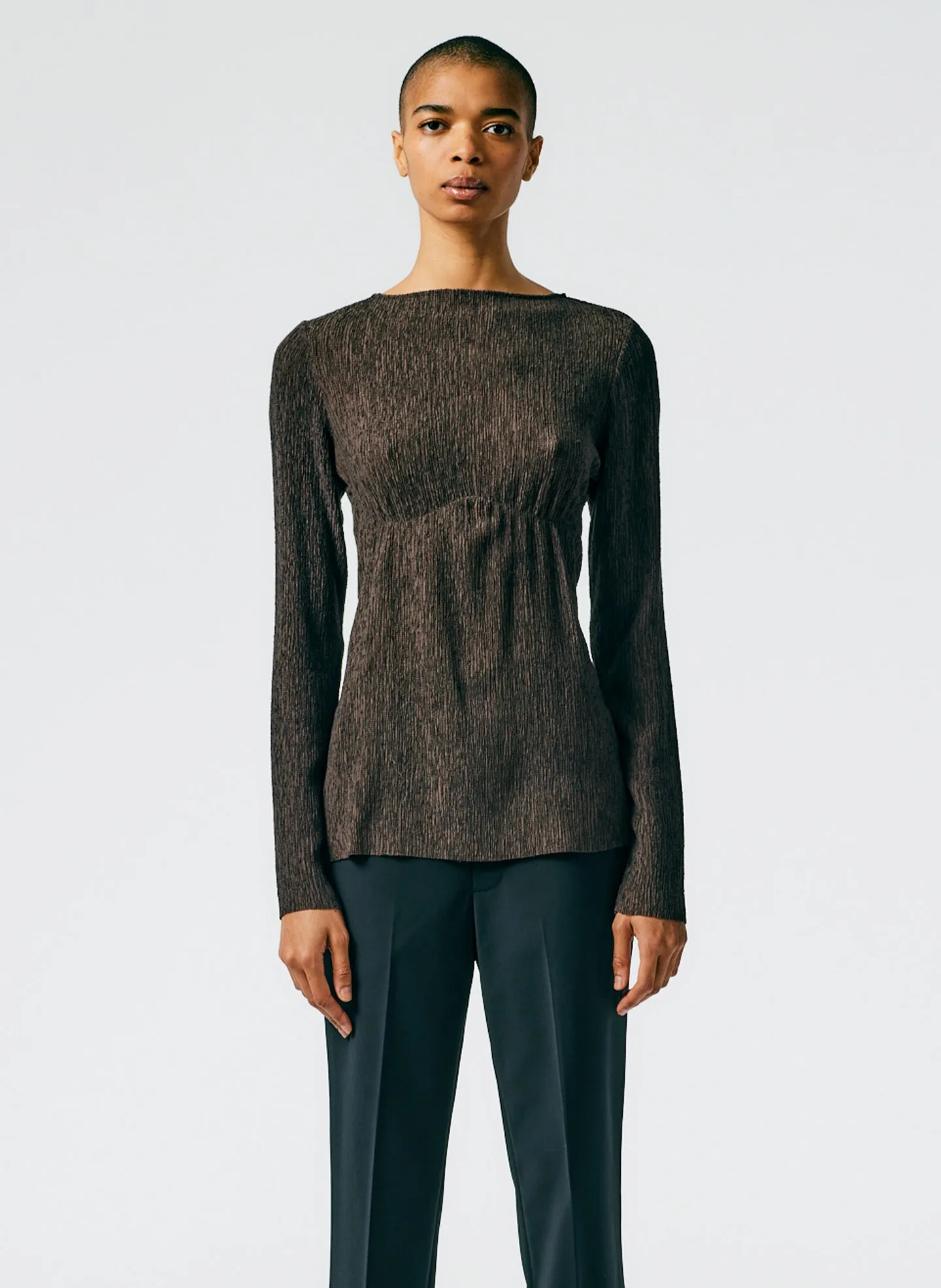 Sage Crinkle Lyocell Boatneck T-Shirt sold by Tibi product image thumbnail 4