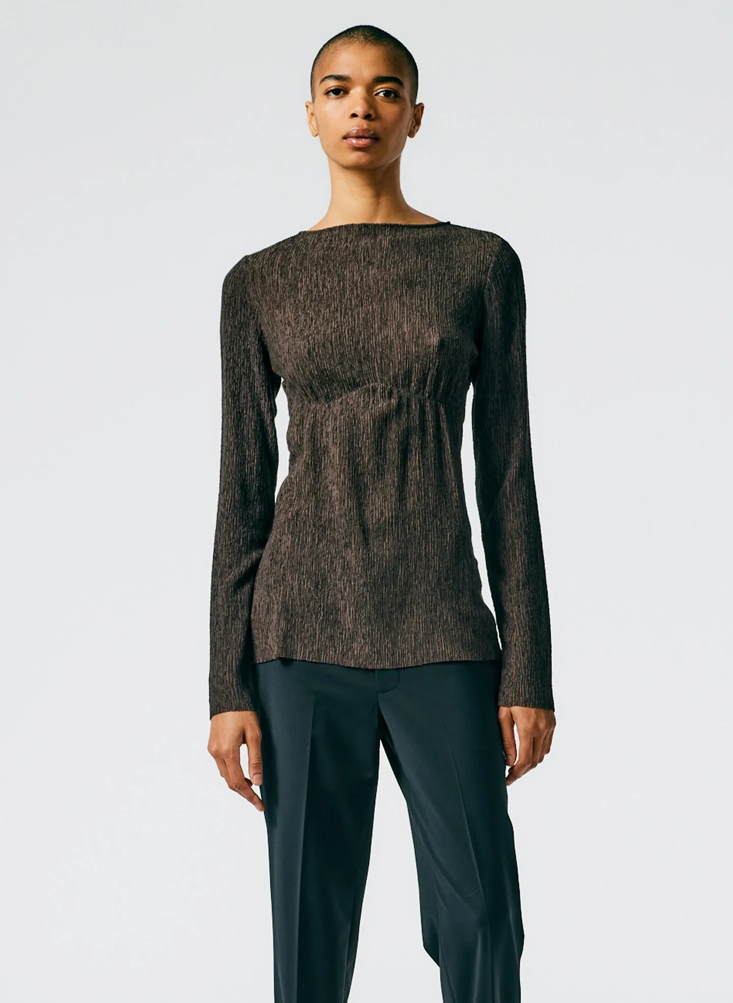 Sage Crinkle Lyocell Boatneck T-Shirt sold by Tibi