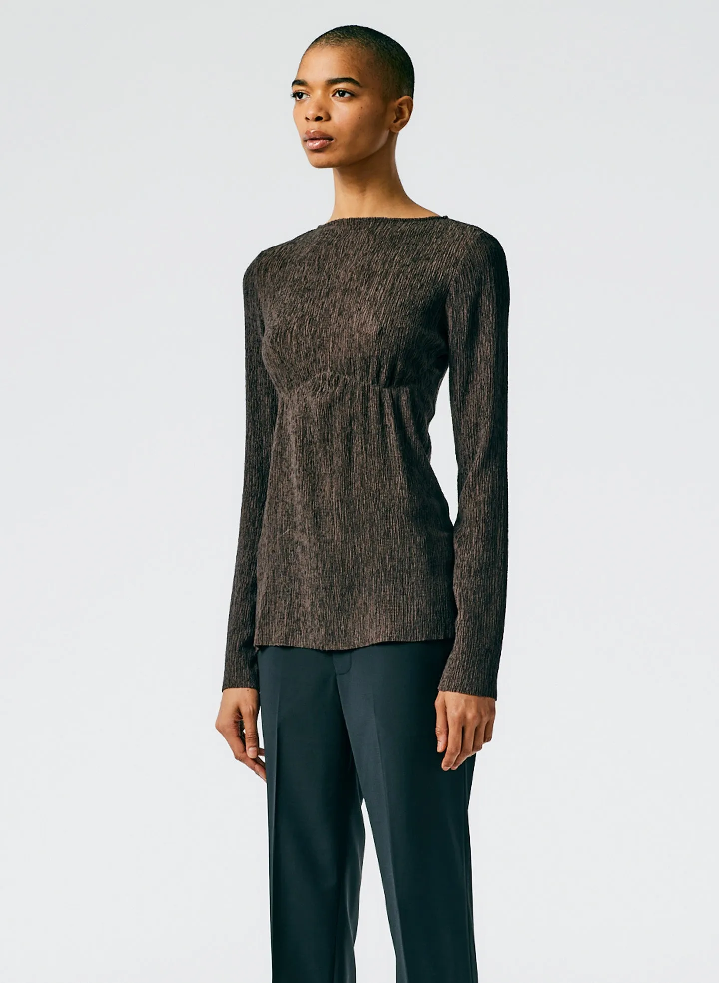 Sage Crinkle Lyocell Boatneck T-Shirt sold by Tibi product image thumbnail 5