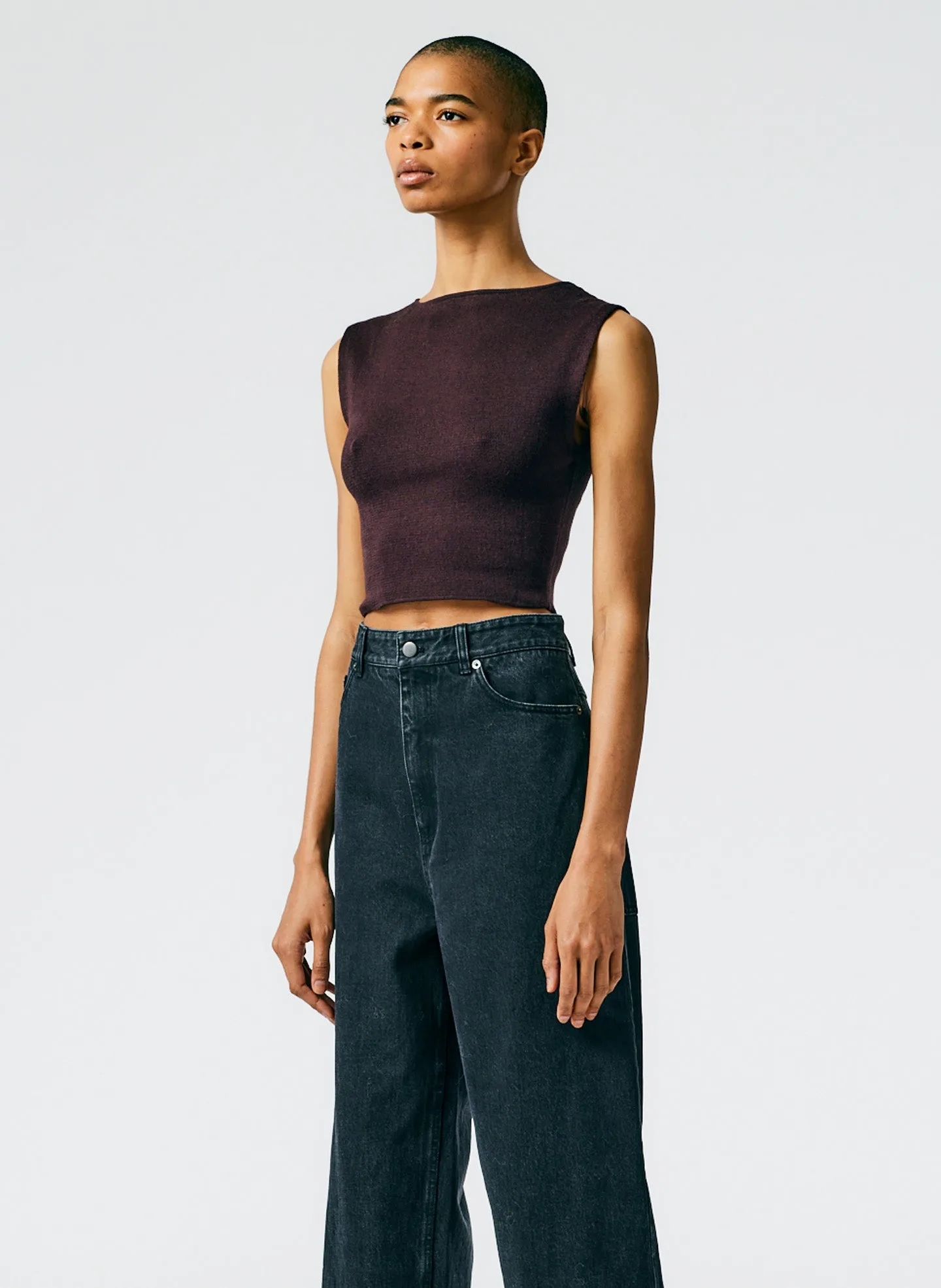 Organic Cotton Tencel Tube Cropped Tank sold by Tibi product image thumbnail 3