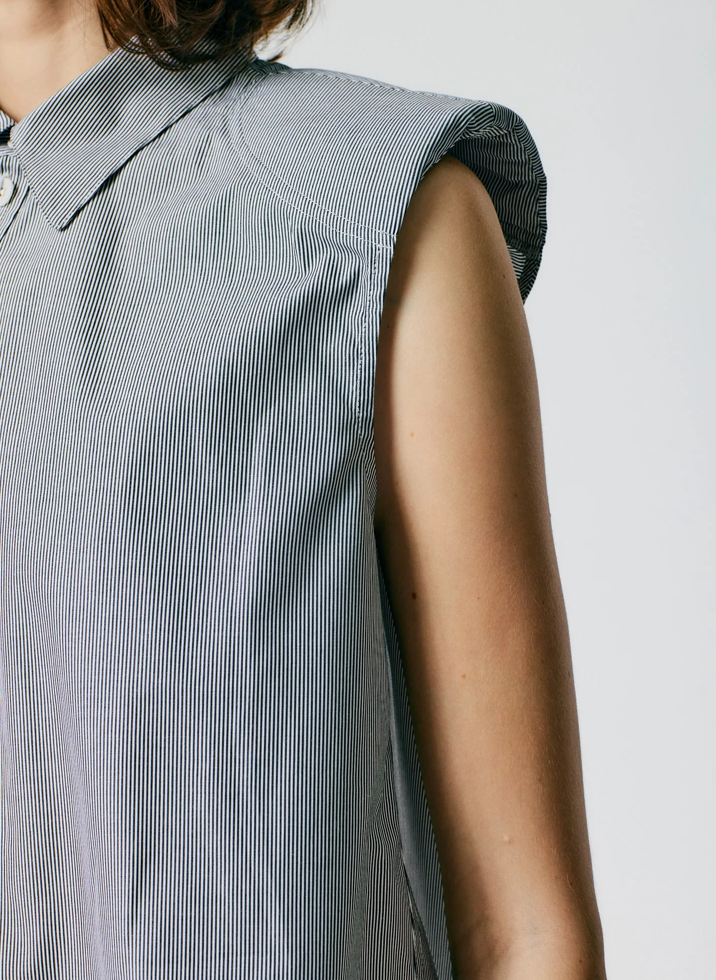 Micro Stripe Sleeveless Shoulderpad Shirt sold by Tibi product image thumbnail 5
