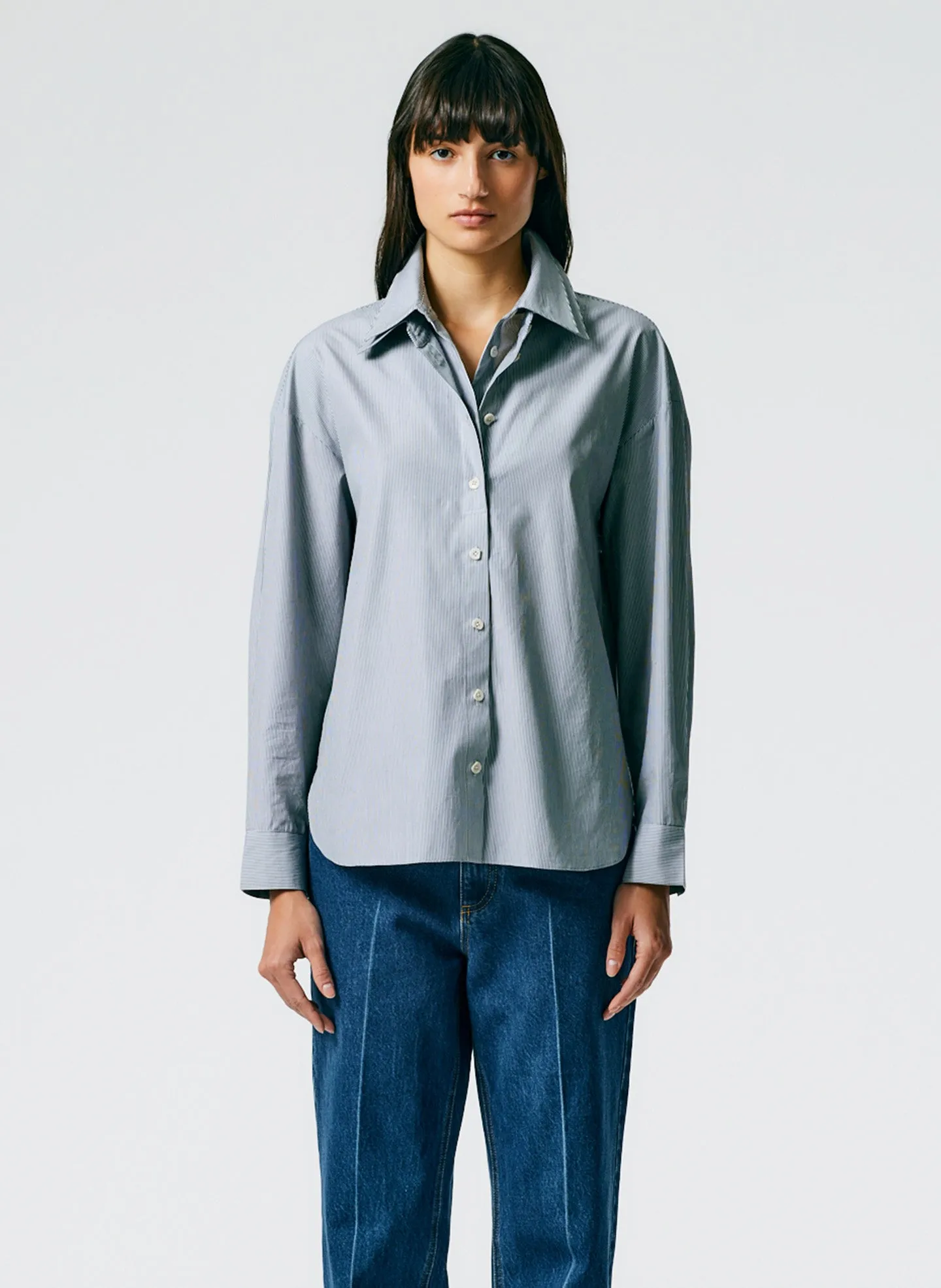 Micro Stripe Double Collar Shirt sold by Tibi product image thumbnail 2