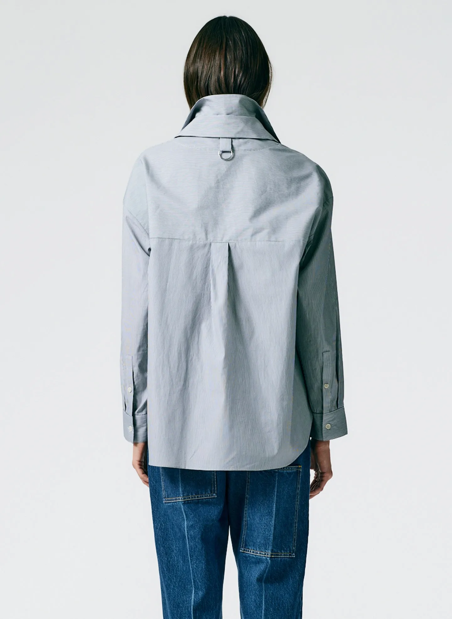 Micro Stripe Double Collar Shirt sold by Tibi product image thumbnail 4