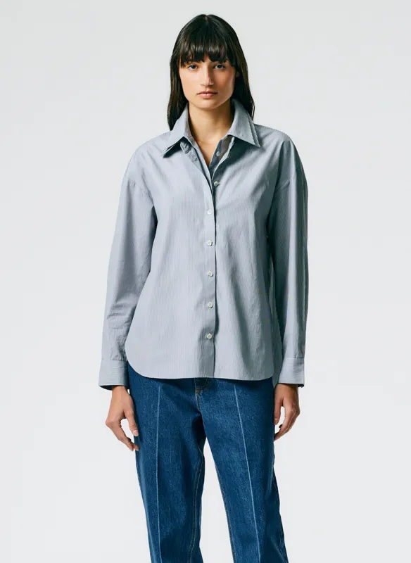 Micro Stripe Double Collar Shirt made by Tibi