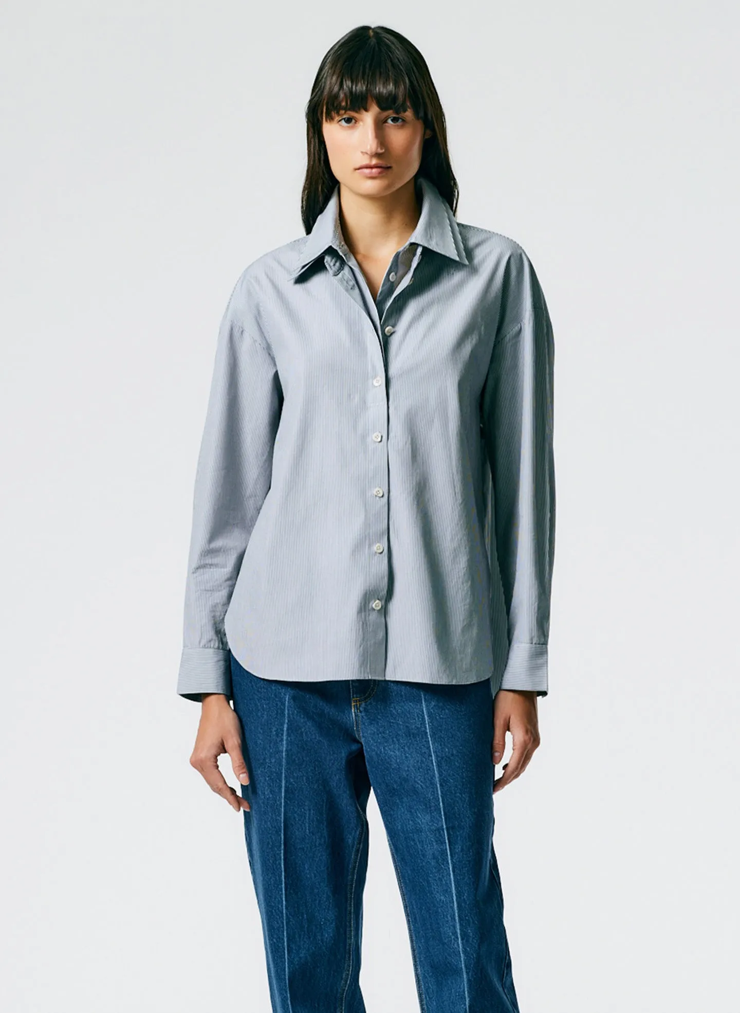 Micro Stripe Double Collar Shirt sold by Tibi