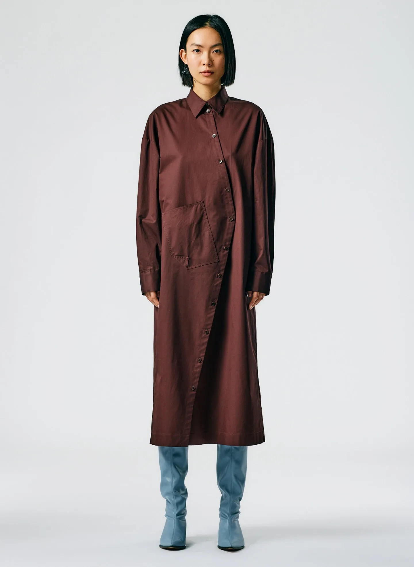 Lightweight Cotton Sateen Shirtdress sold by Tibi product image thumbnail 3