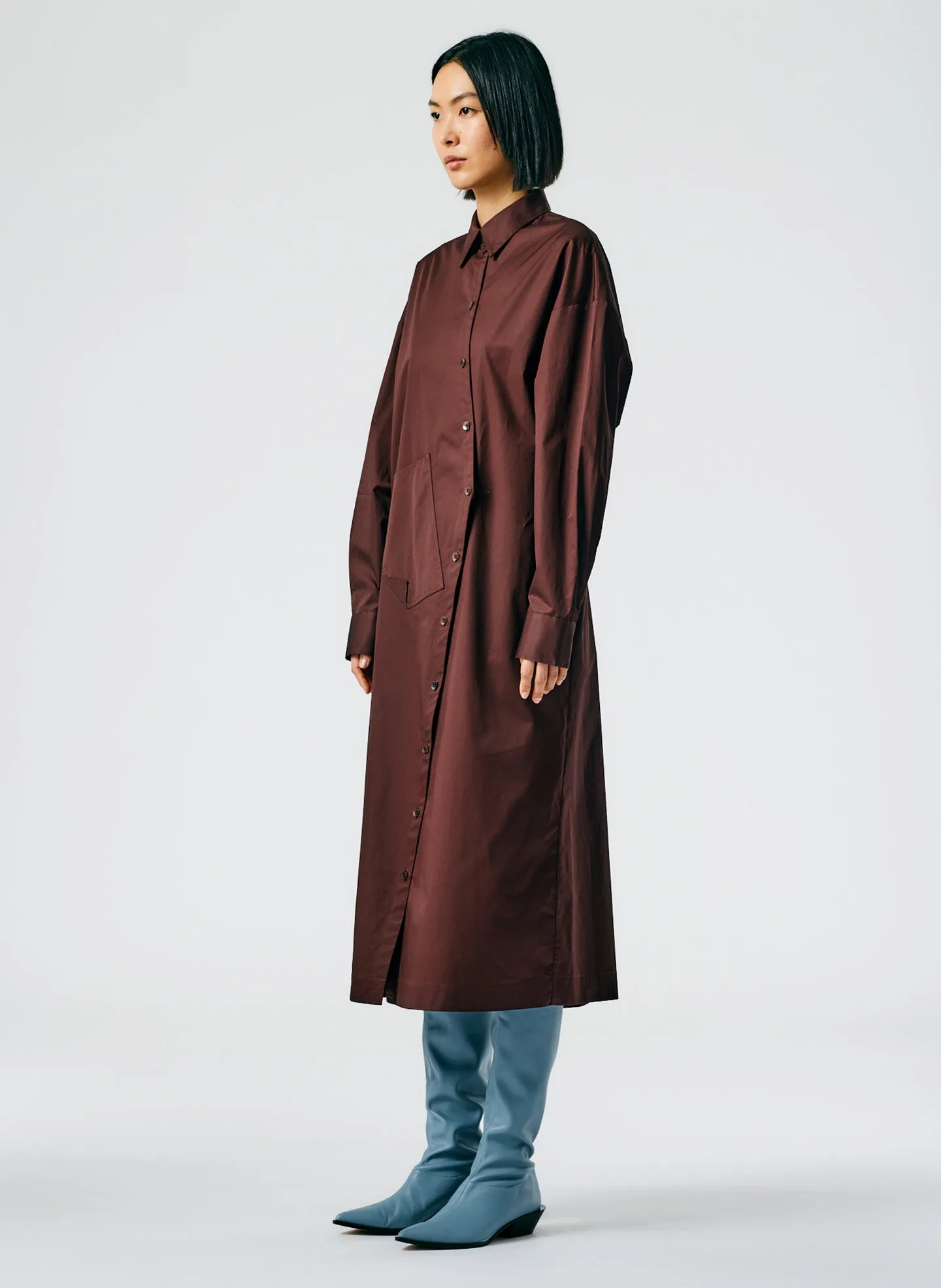 Lightweight Cotton Sateen Shirtdress sold by Tibi product image thumbnail 4