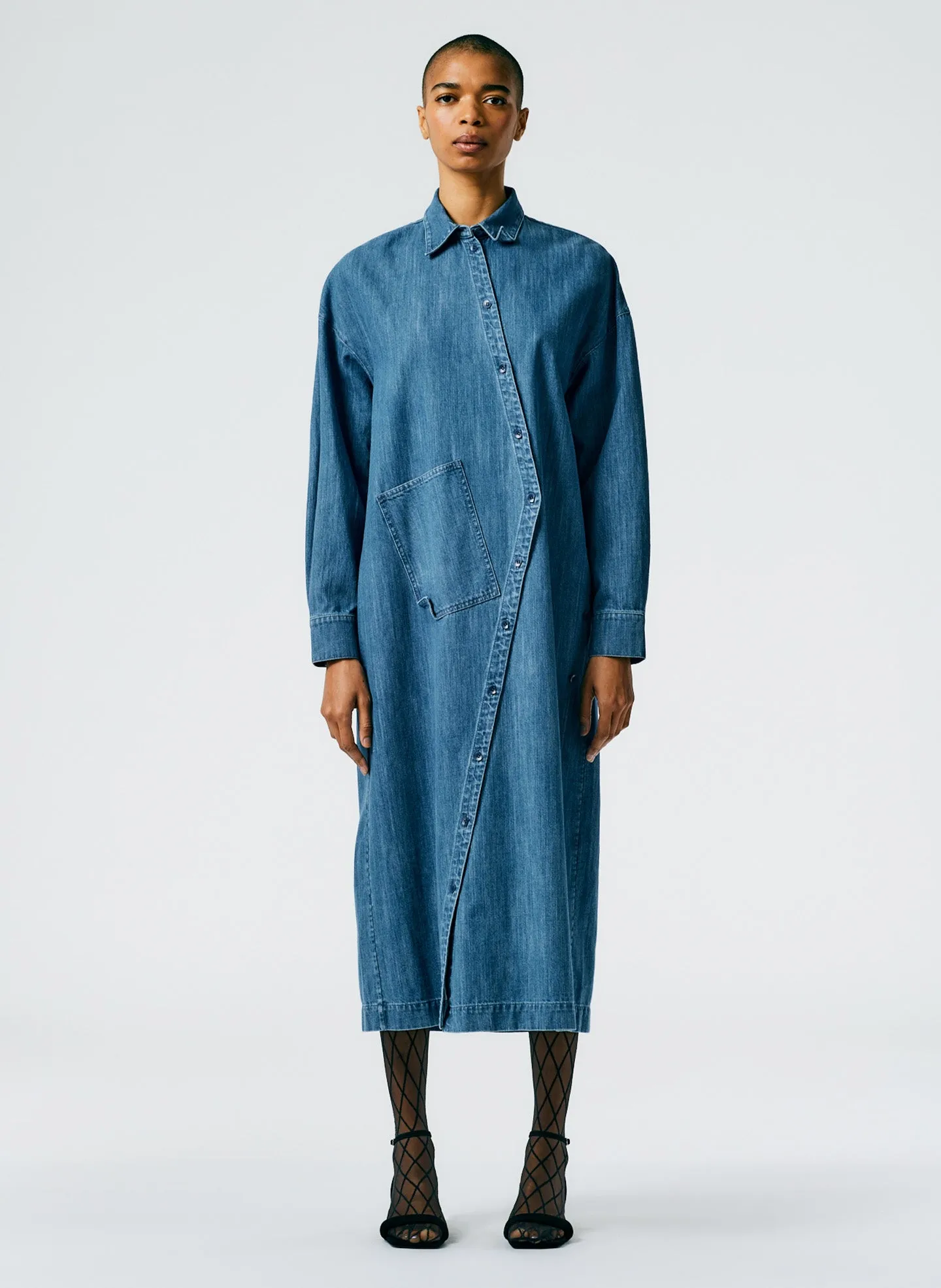 Lightweight Stone Wash Denim Shirtdress sold by Tibi product image thumbnail 2