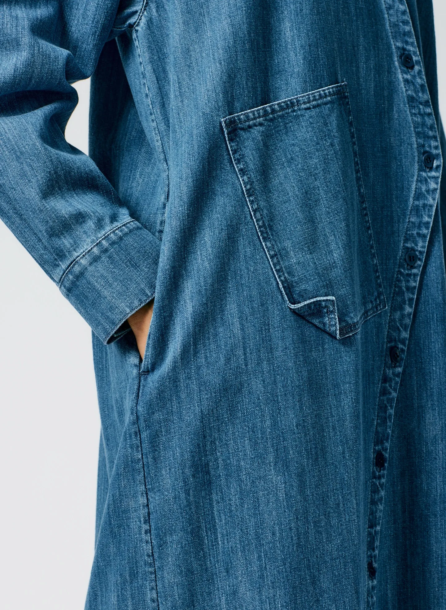 Lightweight Stone Wash Denim Shirtdress sold by Tibi product image thumbnail 5