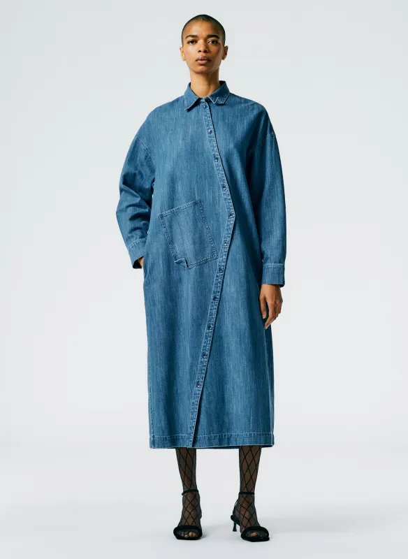 Lightweight Stone Wash Denim Shirtdress made by Tibi