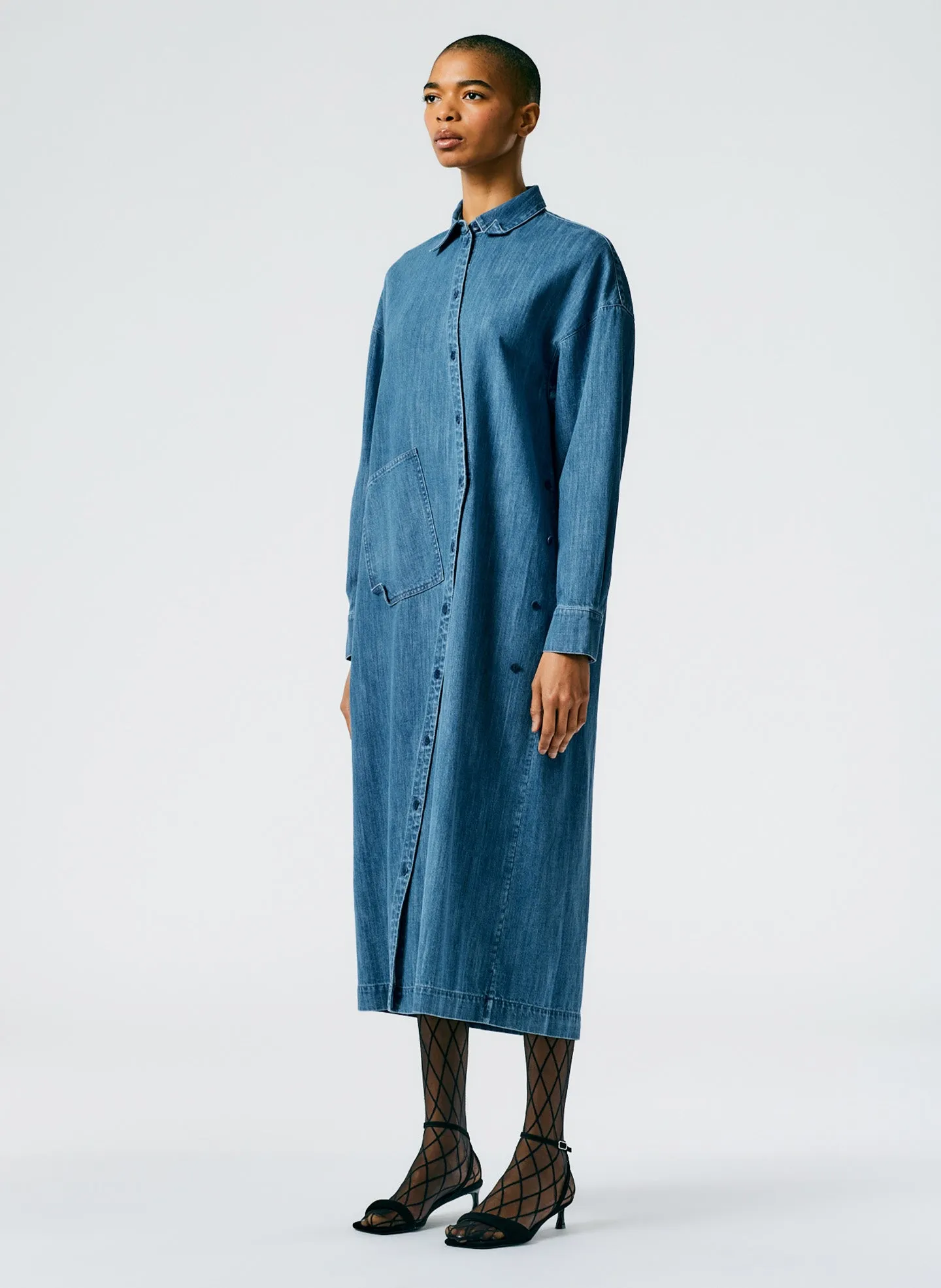 Lightweight Stone Wash Denim Shirtdress sold by Tibi product image thumbnail 3