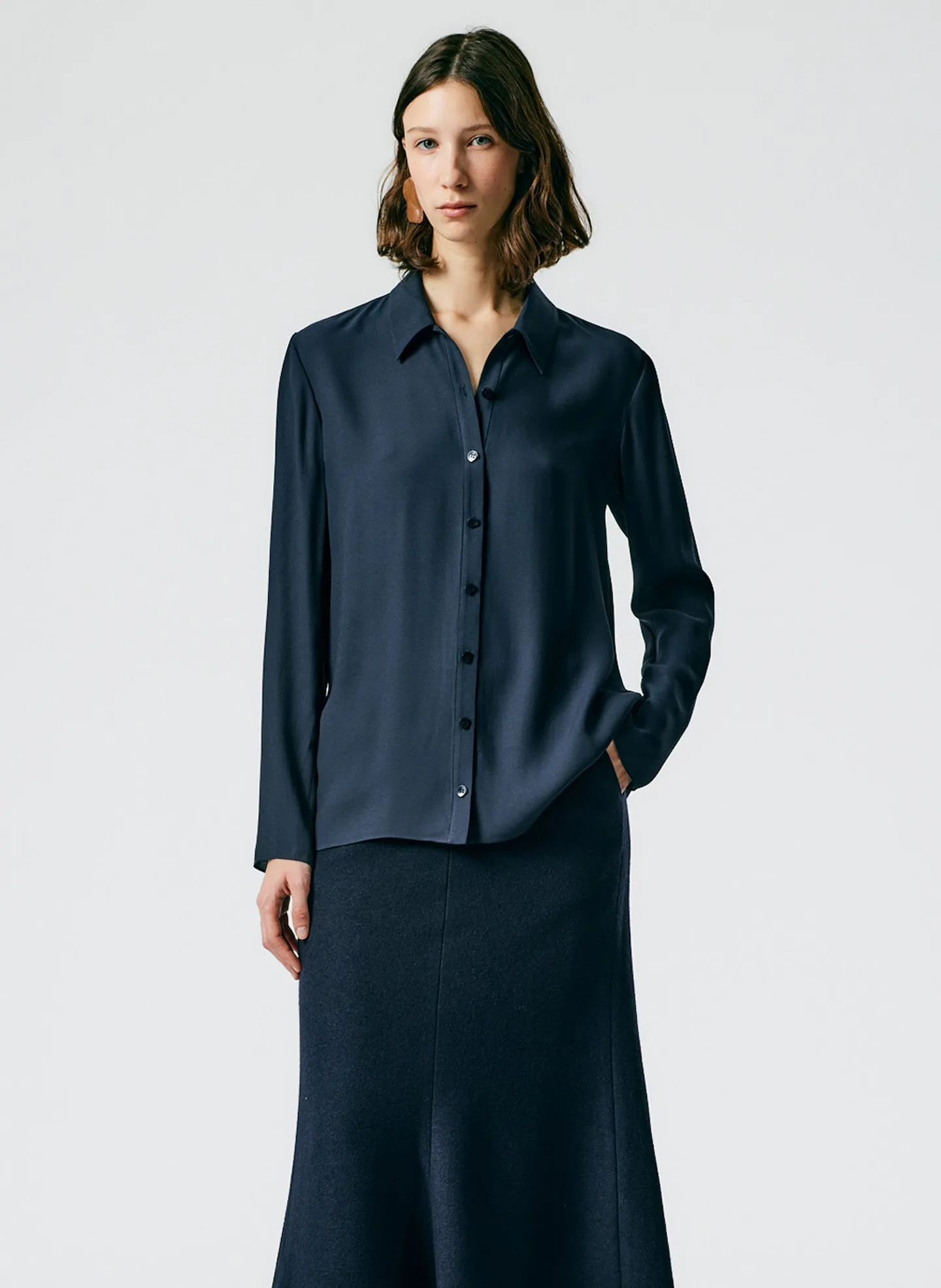 Feather Weight Eco Crepe Slim Shirt sold by Tibi