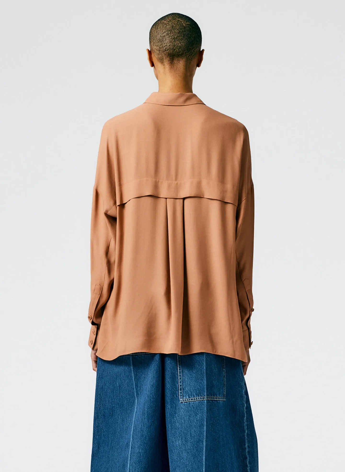 Feather Weight Eco Crepe Oversized Shirt sold by Tibi product image thumbnail 4