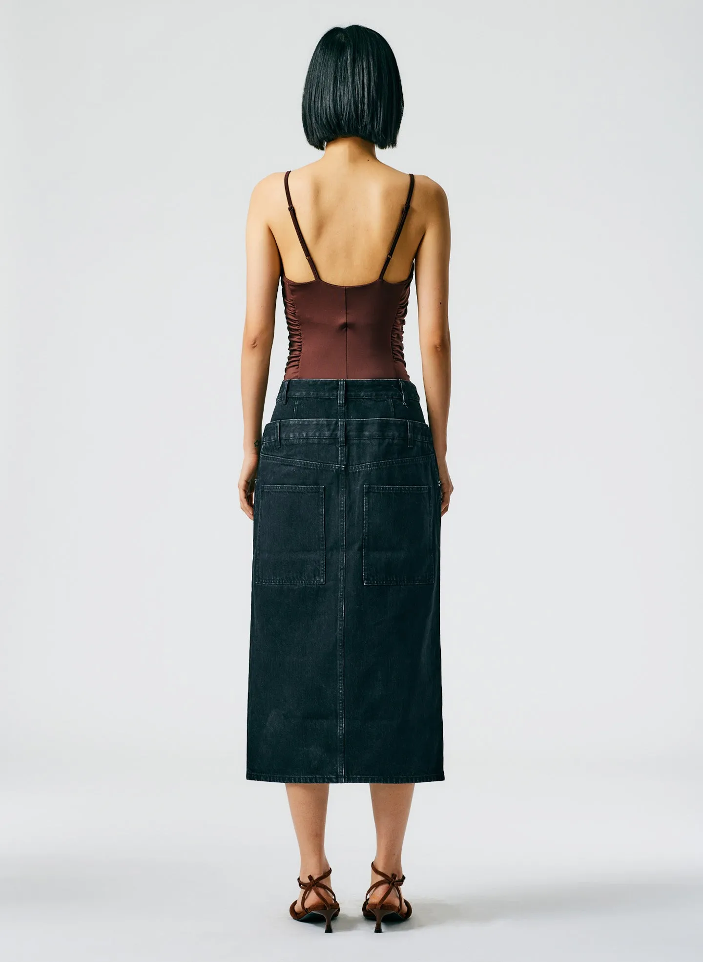 Double Waisted Black Denim Skirt sold by Tibi product image thumbnail 5