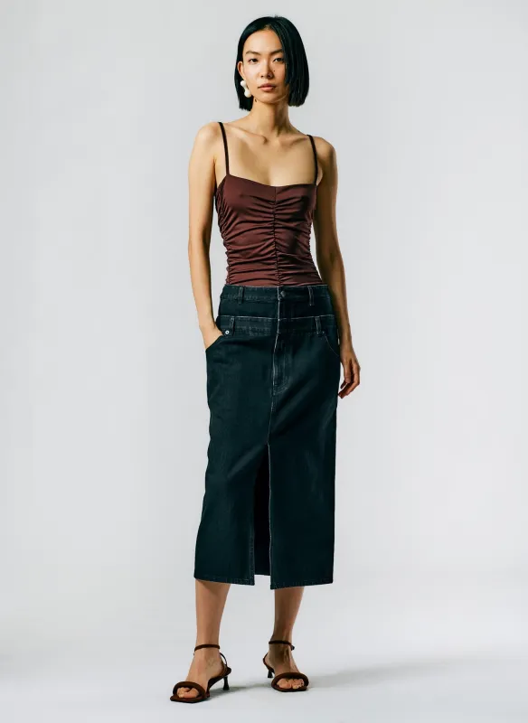 Double Waisted Black Denim Skirt sold by Tibi