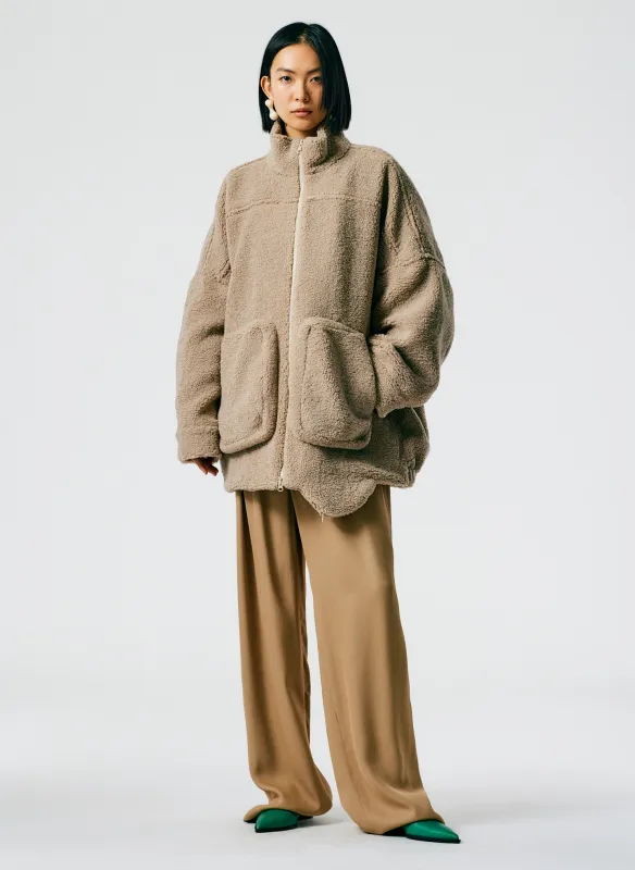 Cozy Fleece Cubic Zip Up Bomber made by Tibi