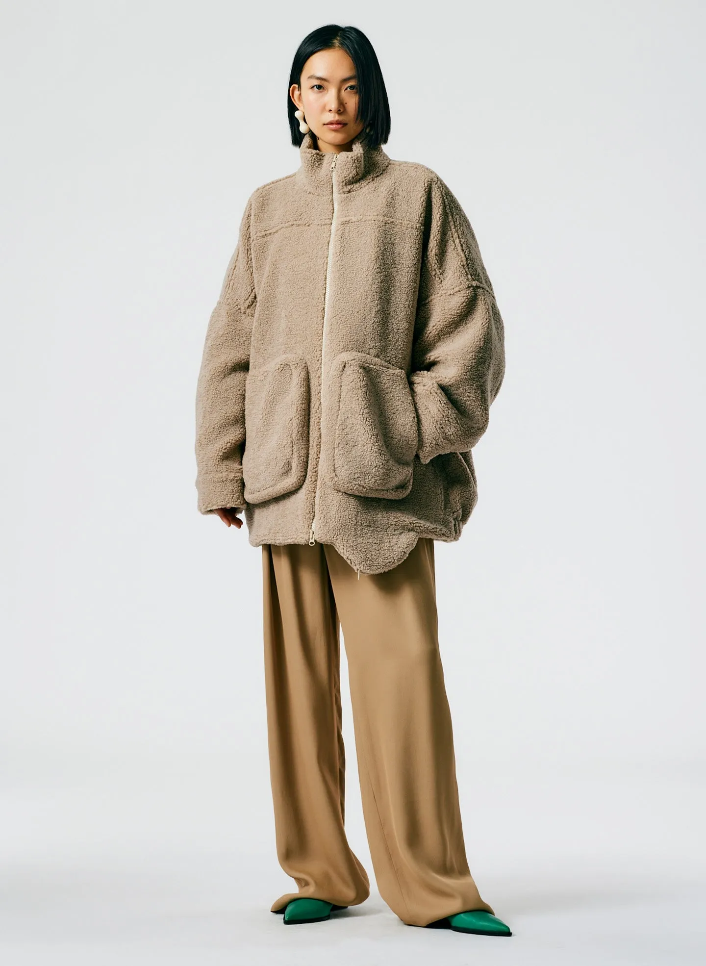 Cozy Fleece Cubic Zip Up Bomber sold by Tibi