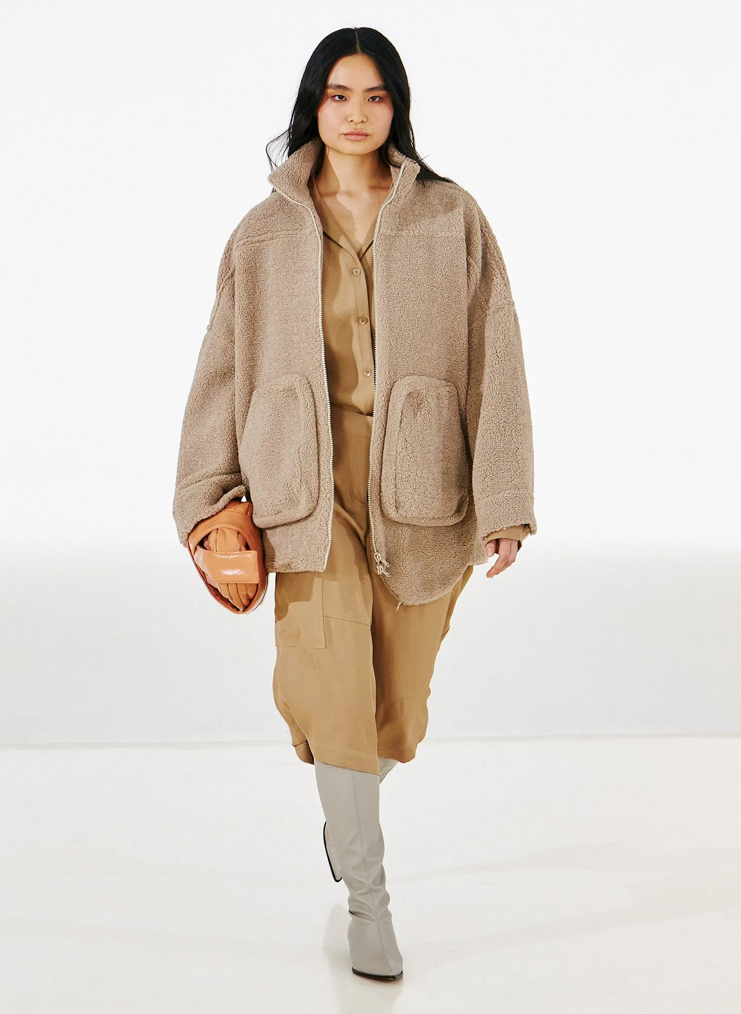 Cozy Fleece Cubic Zip Up Bomber sold by Tibi product image thumbnail 2