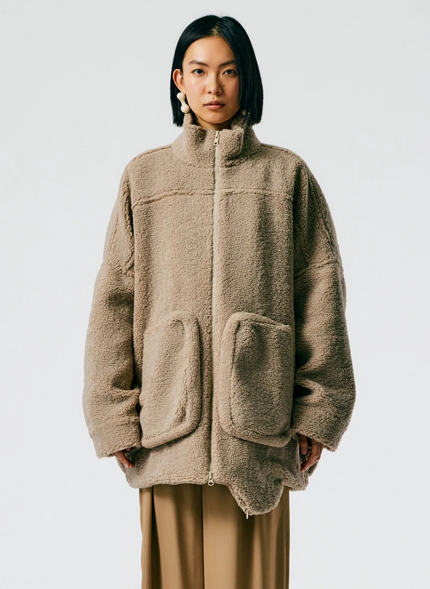 Cozy Fleece Cubic Zip Up Bomber sold by Tibi product image thumbnail 3