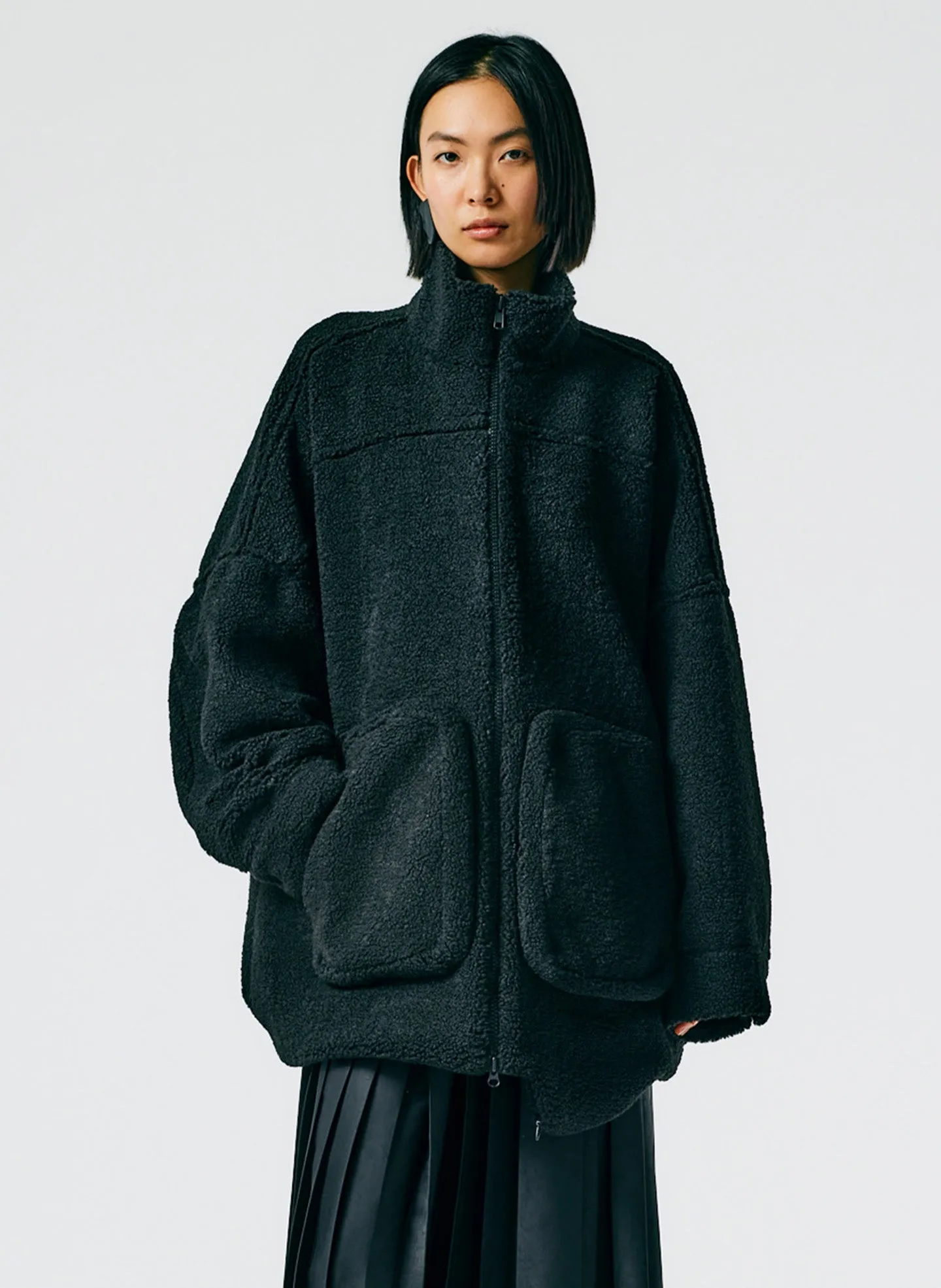 Cozy Fleece Cubic Zip Up Bomber sold by Tibi