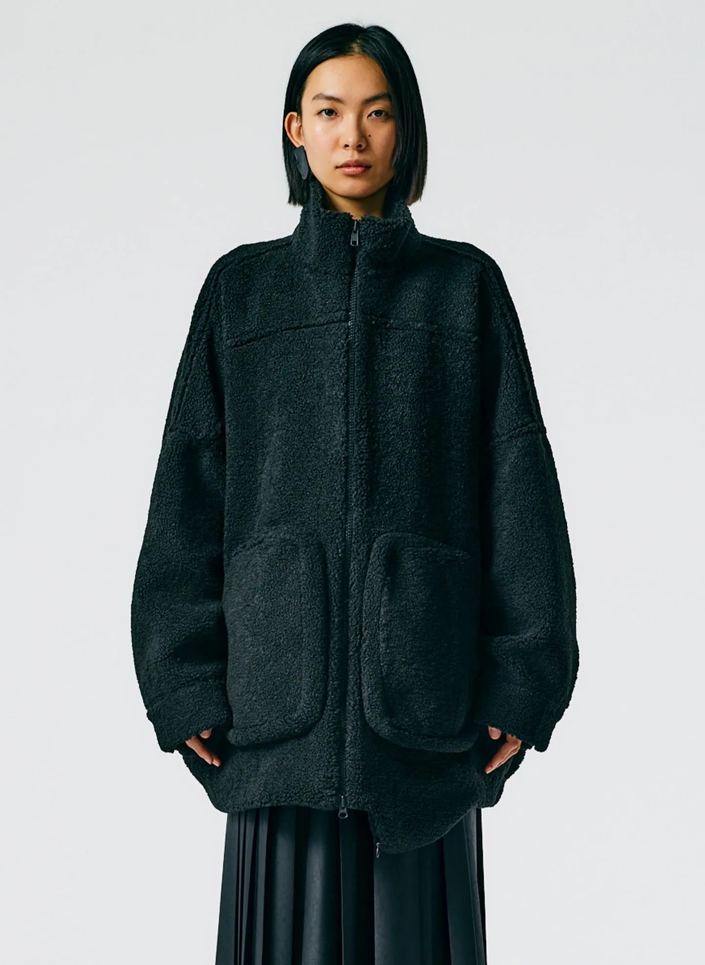 Cozy Fleece Cubic Zip Up Bomber sold by Tibi product image thumbnail 3