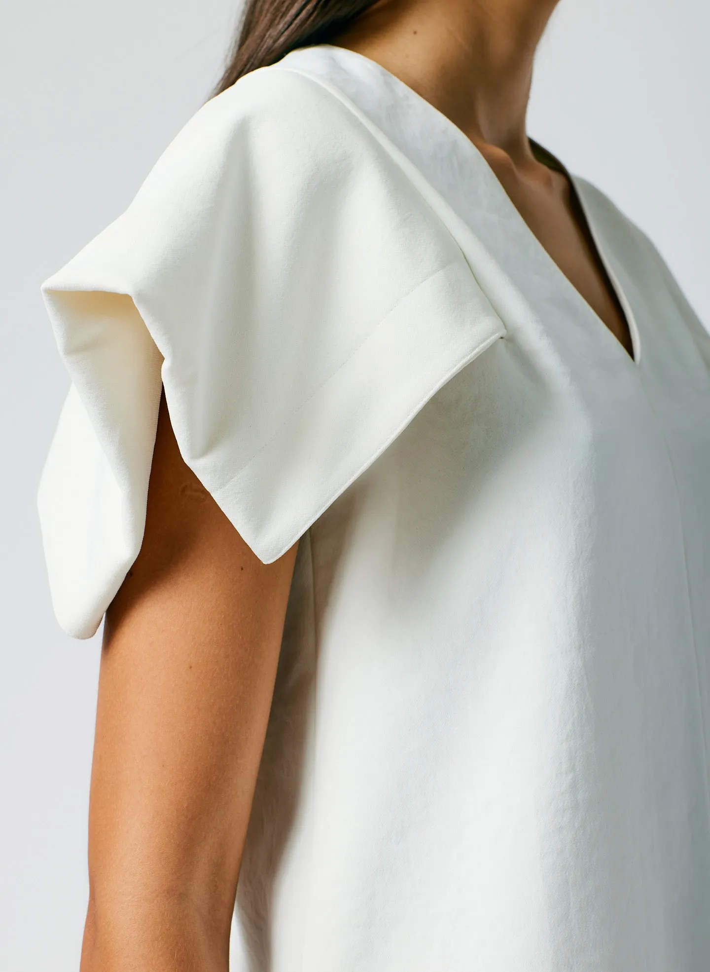 Chalky Drape V-Neck Top With Folded Sleeve sold by Tibi product image thumbnail 5
