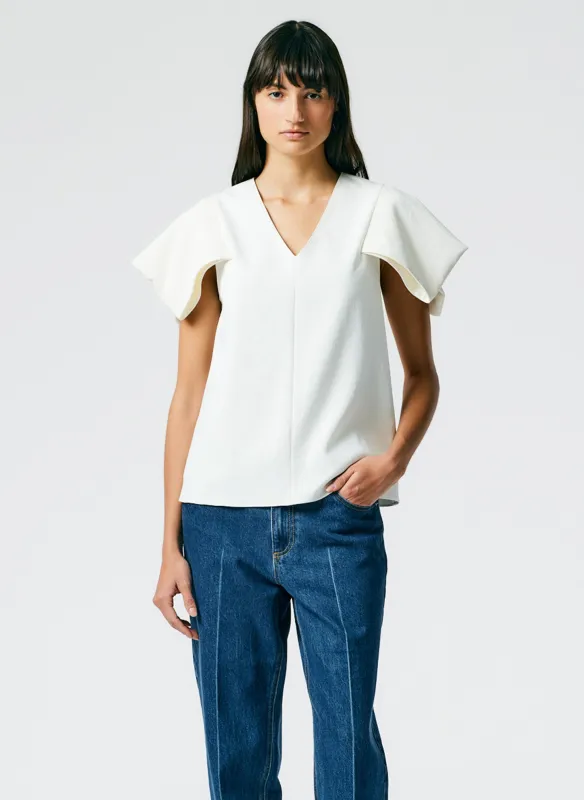 Chalky Drape V-Neck Top With Folded Sleeve sold by Tibi